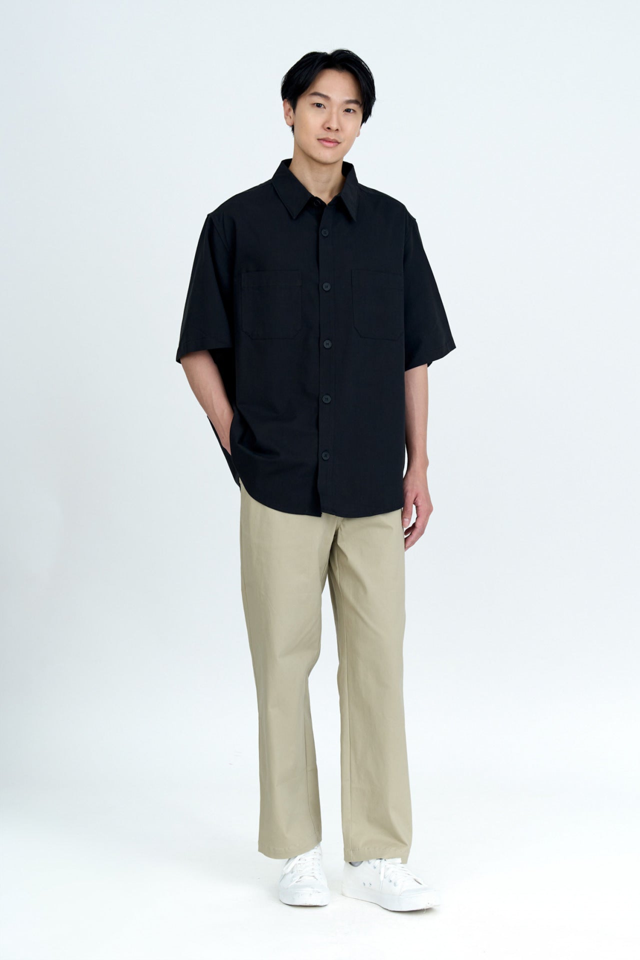 Drawstring Straight Cut Pants - Khaki