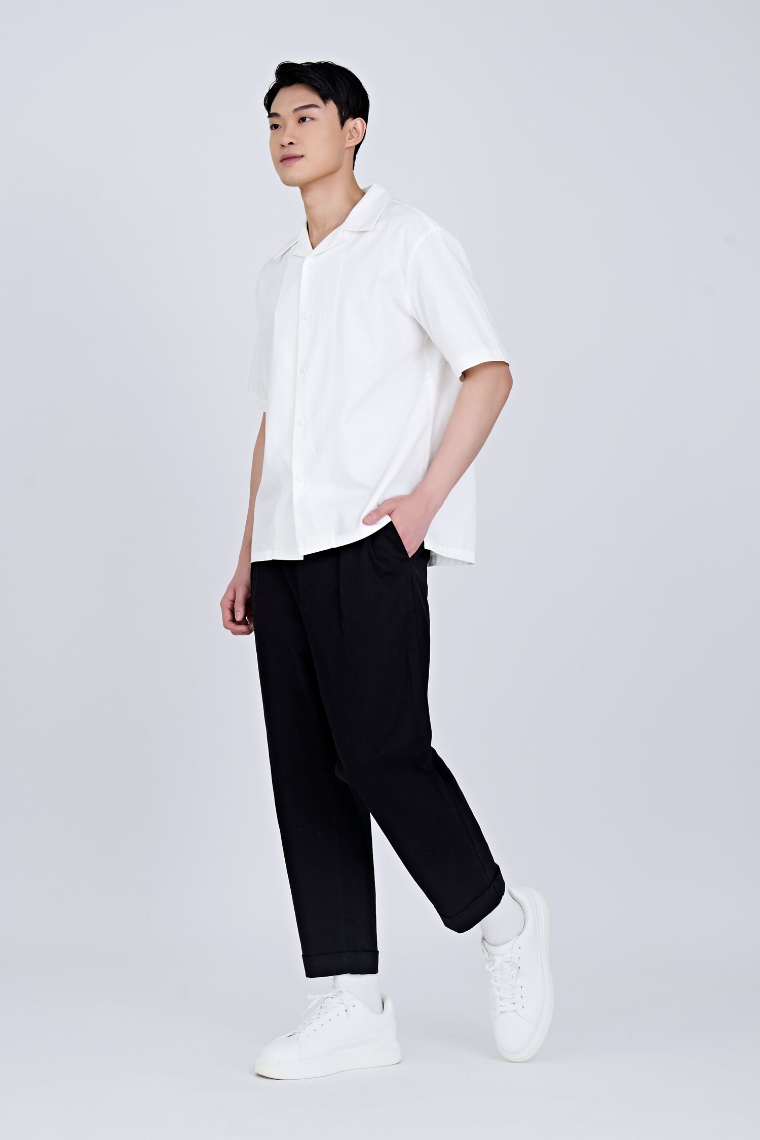 Pleated Wide Pants - Black