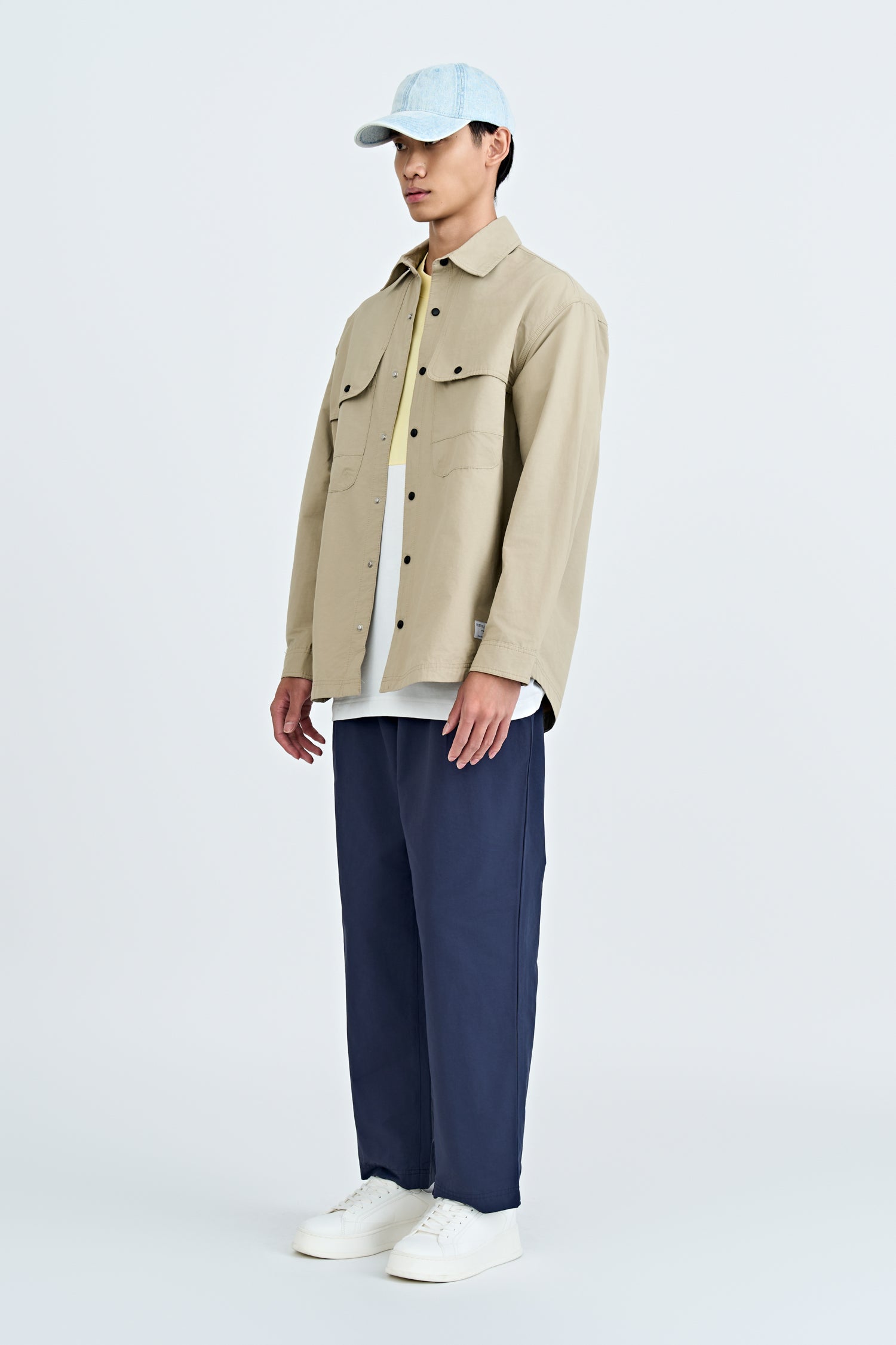 Nylon Cotton Drawstring Pants - Navy