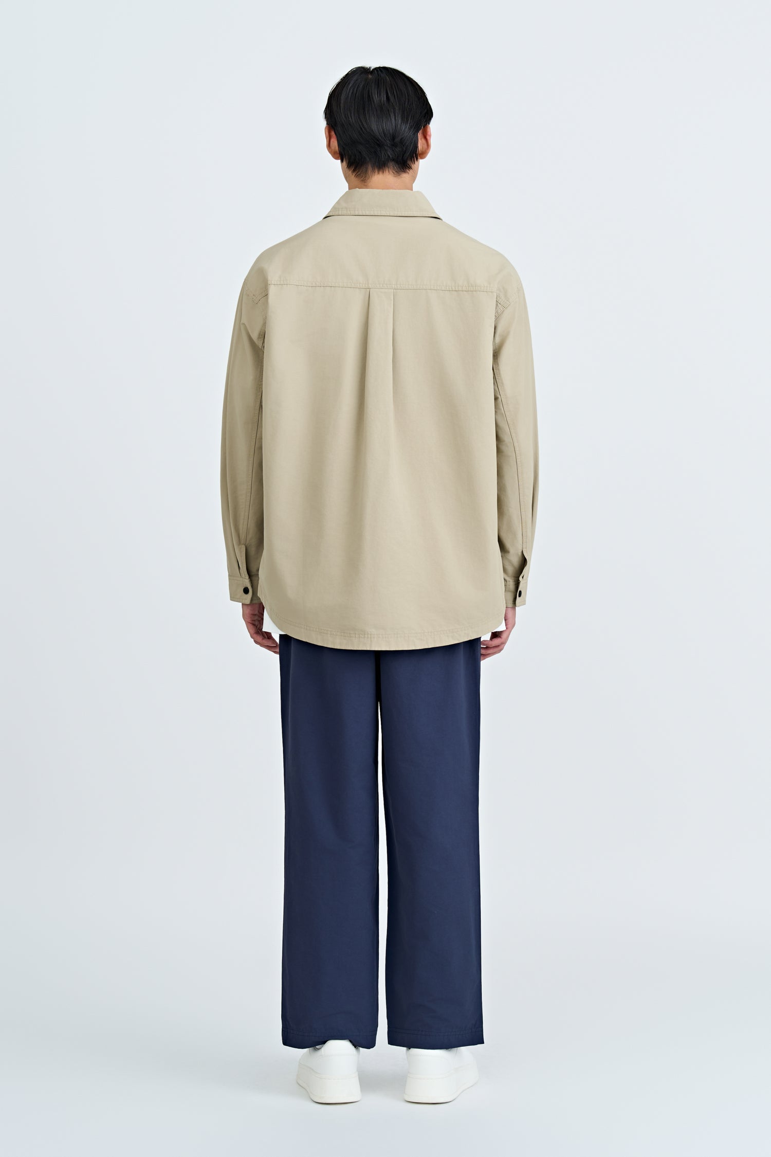 Nylon Cotton Drawstring Pants - Navy