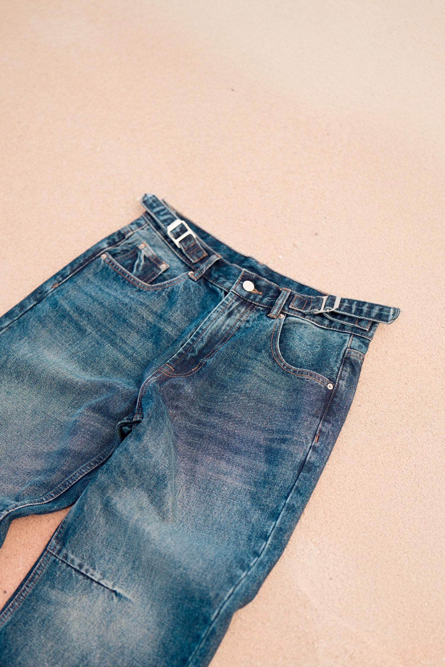 Buckle Relaxed Fit Jeans - Dark Denim