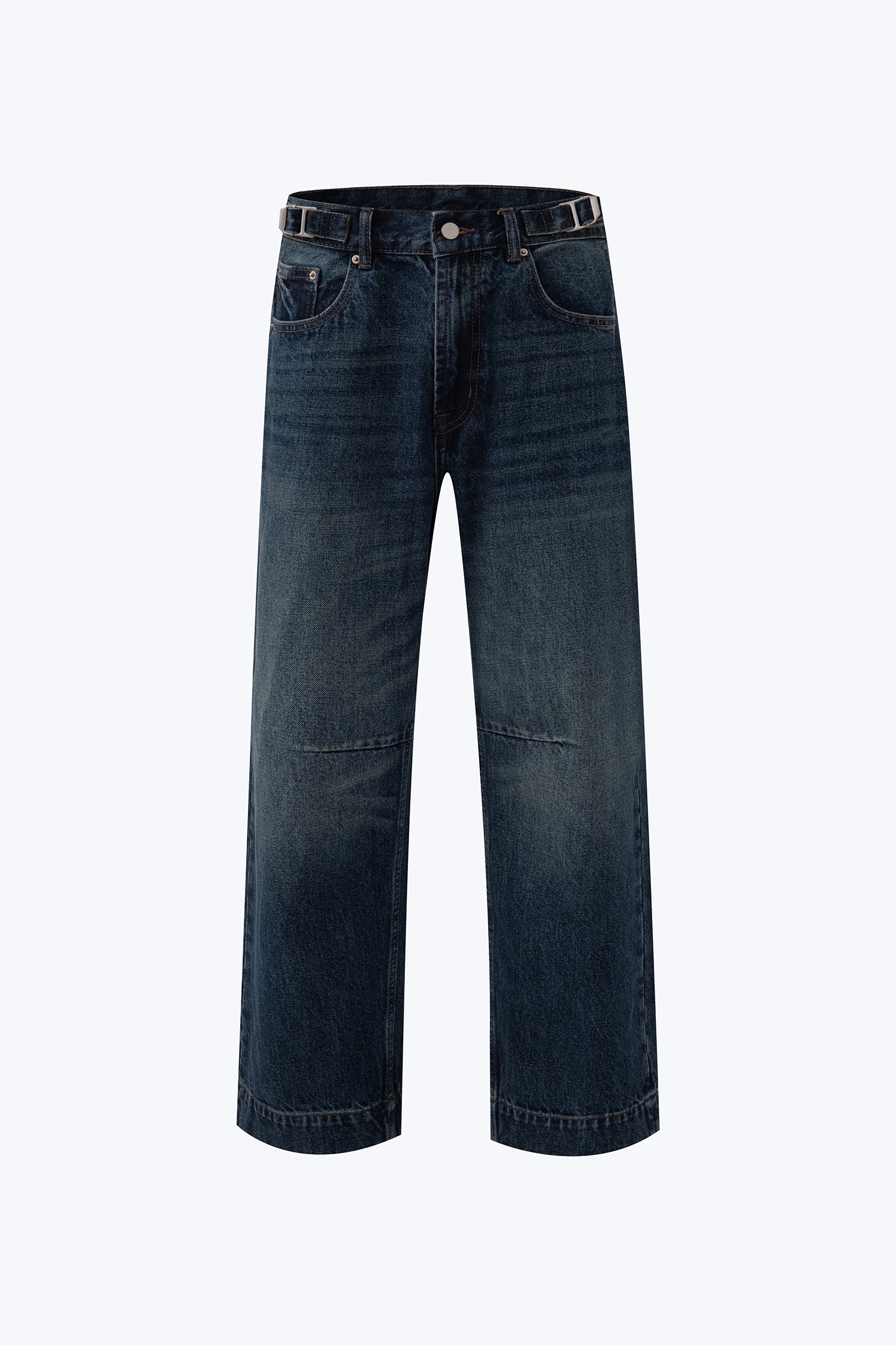 Buckle Relaxed Fit Jeans - Dark Denim