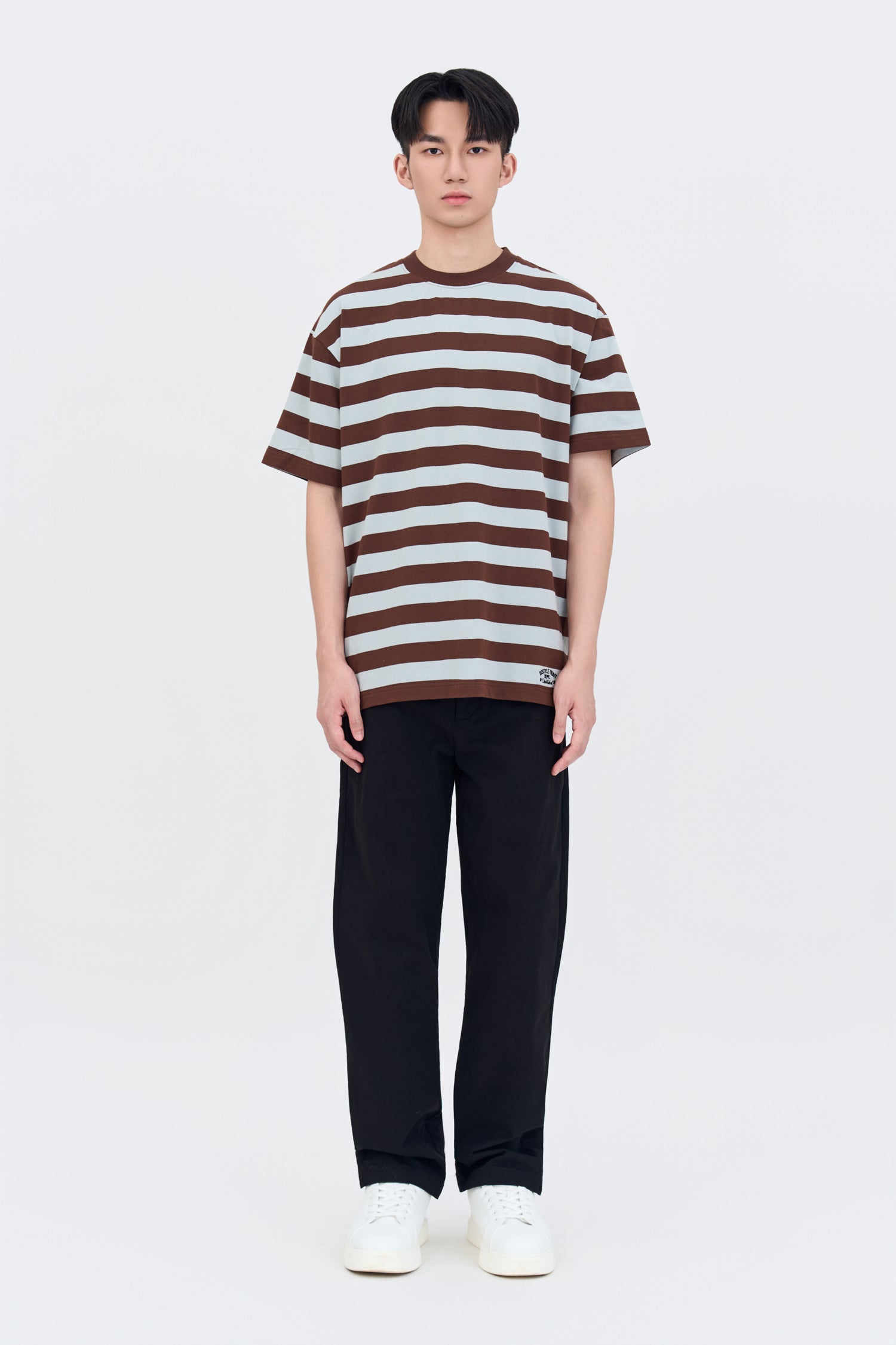 Relaxed Fit Cotton Twill Trousers - Black