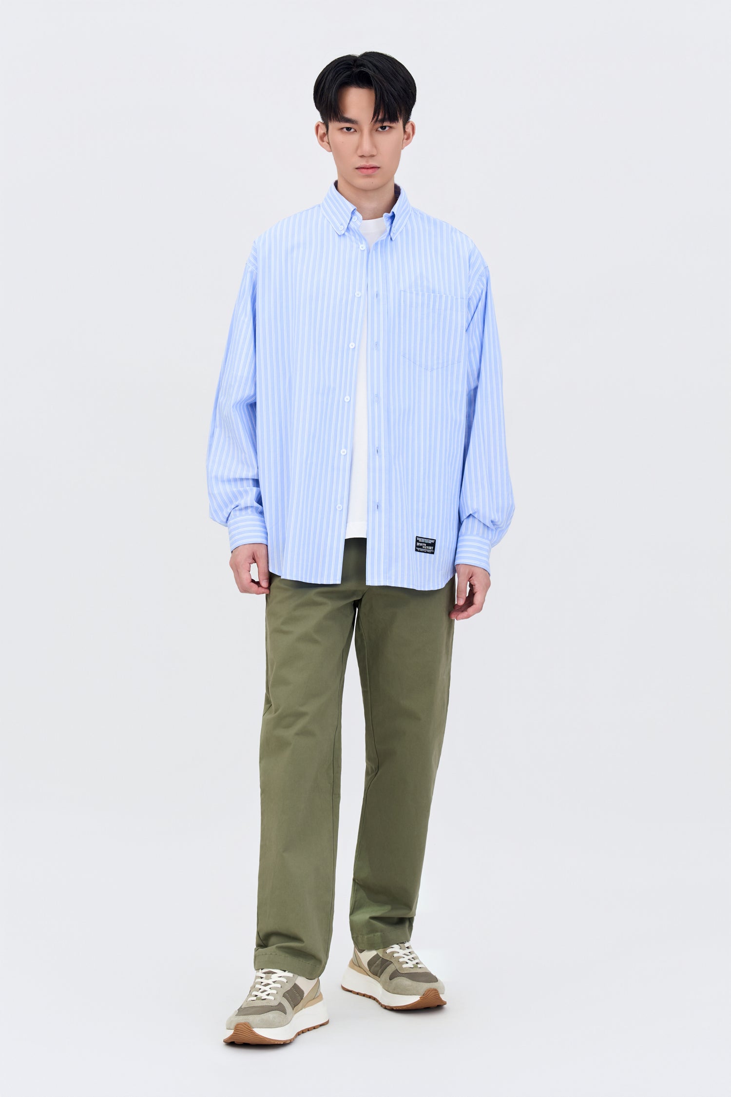 Relaxed Fit Cotton Twill Trousers - Sage