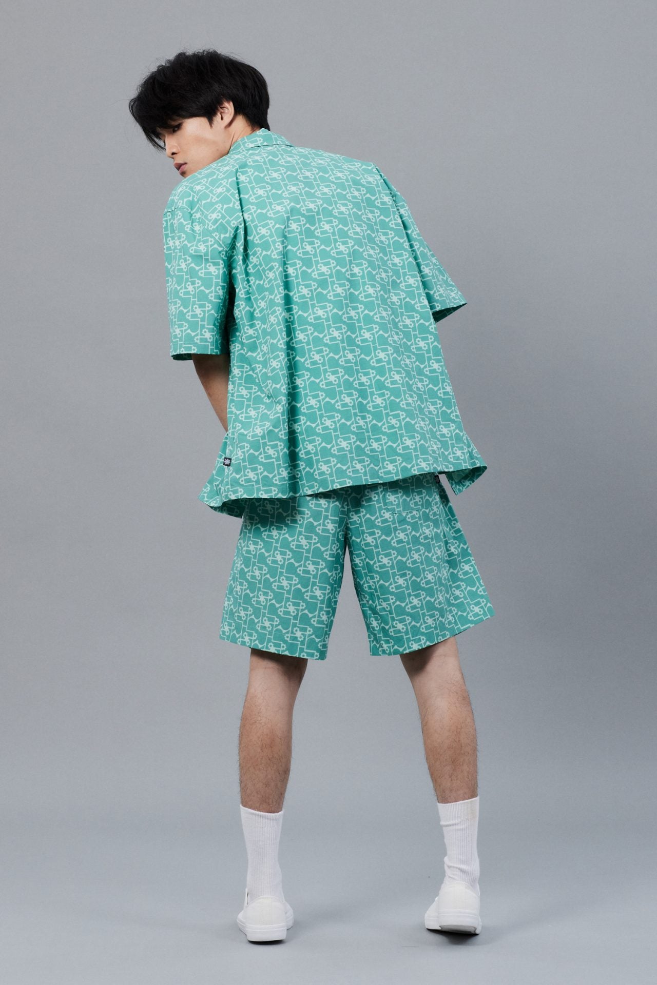 Cotton Wide Fit Graphic Bermudas