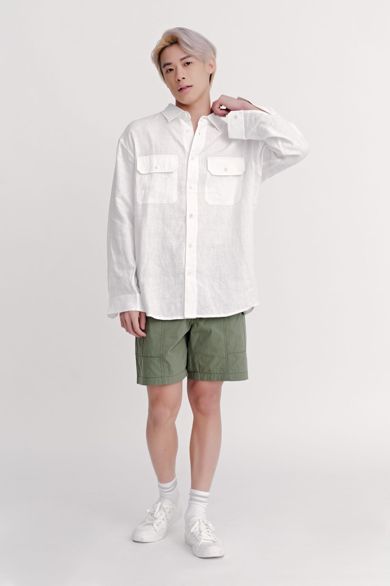 Elasticated Regular-fit Technical Cargo Bermudas - Army Green