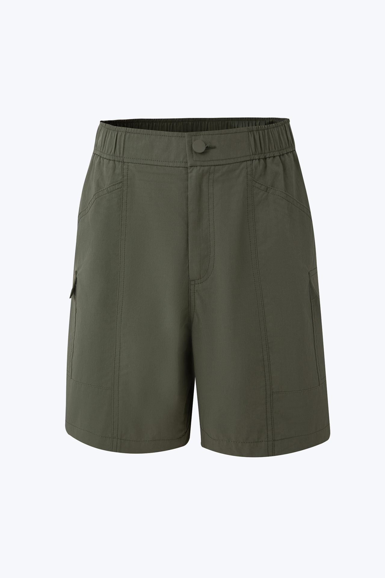 Elasticated Regular-fit Technical Cargo Bermudas - Army Green
