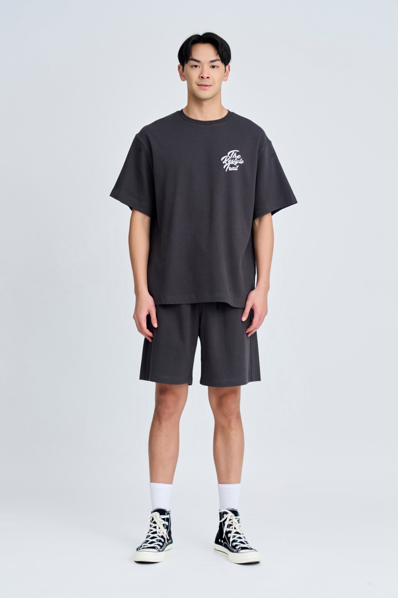 Twill Jersey Wide-fit Bermudas - Charcoal