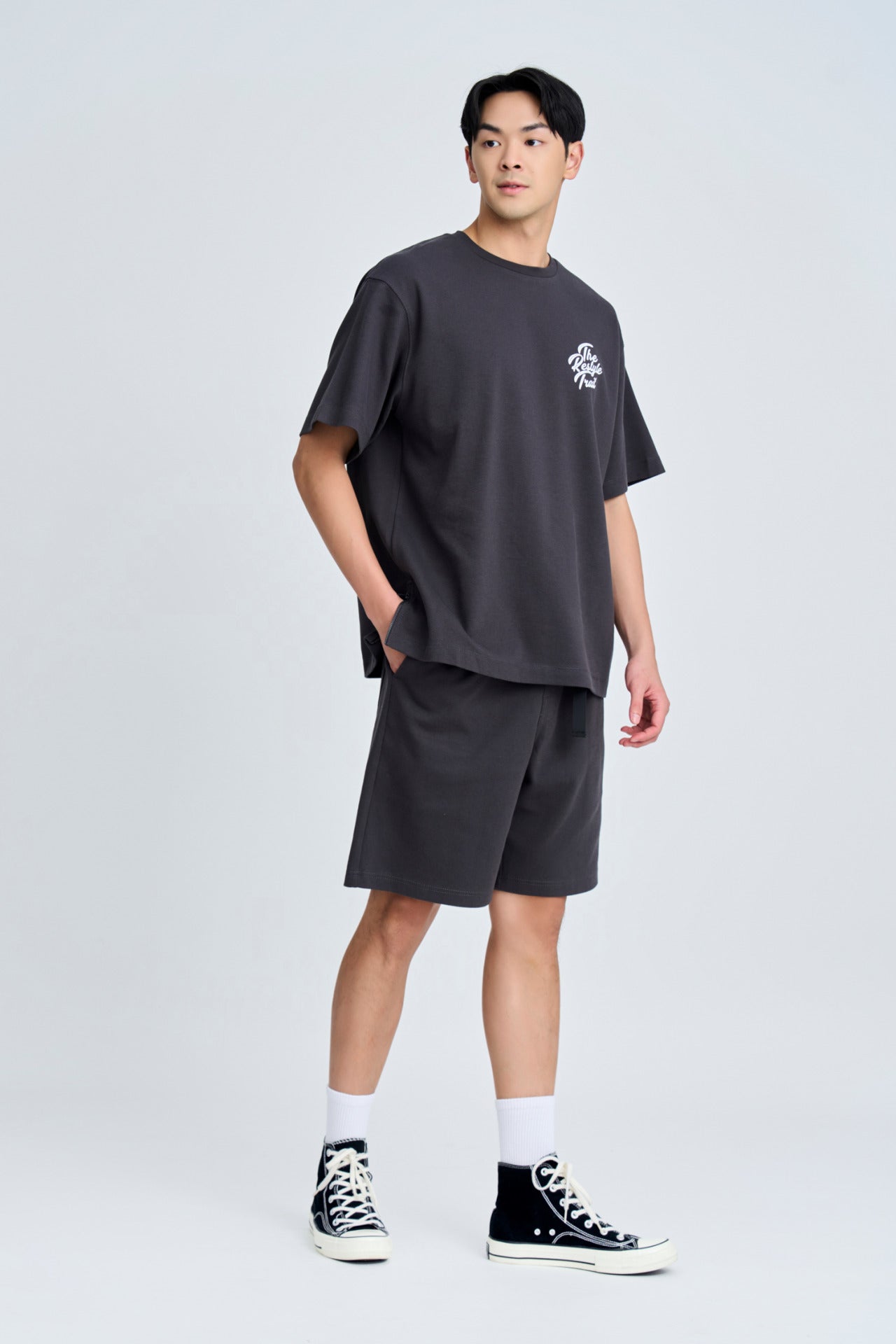 Twill Jersey Wide-fit Bermudas - Charcoal
