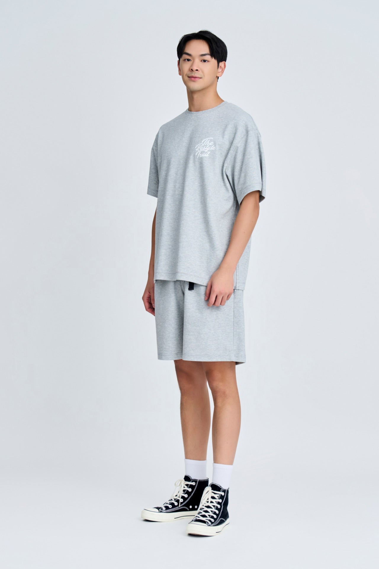 Twill Jersey Wide-fit Bermudas - Light Grey Melange