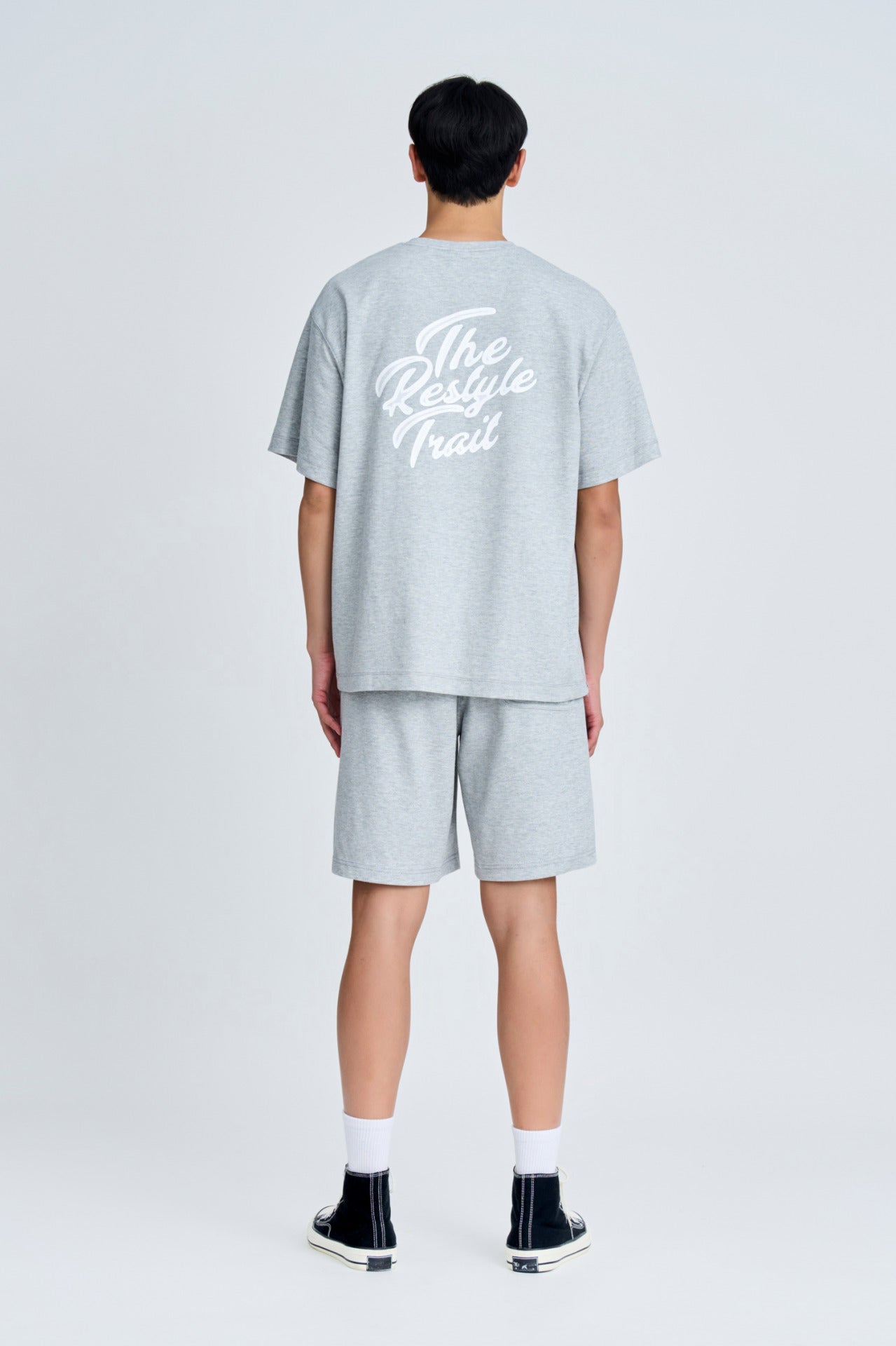 Twill Jersey Wide-fit Bermudas - Light Grey Melange