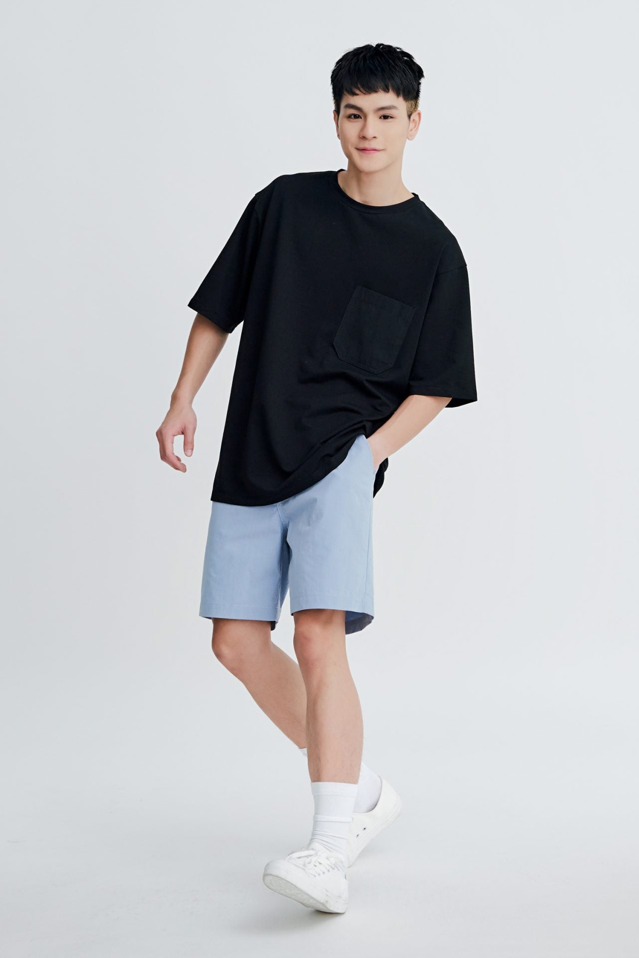 Casual Regular-Fit Bermuda - Dusty Blue