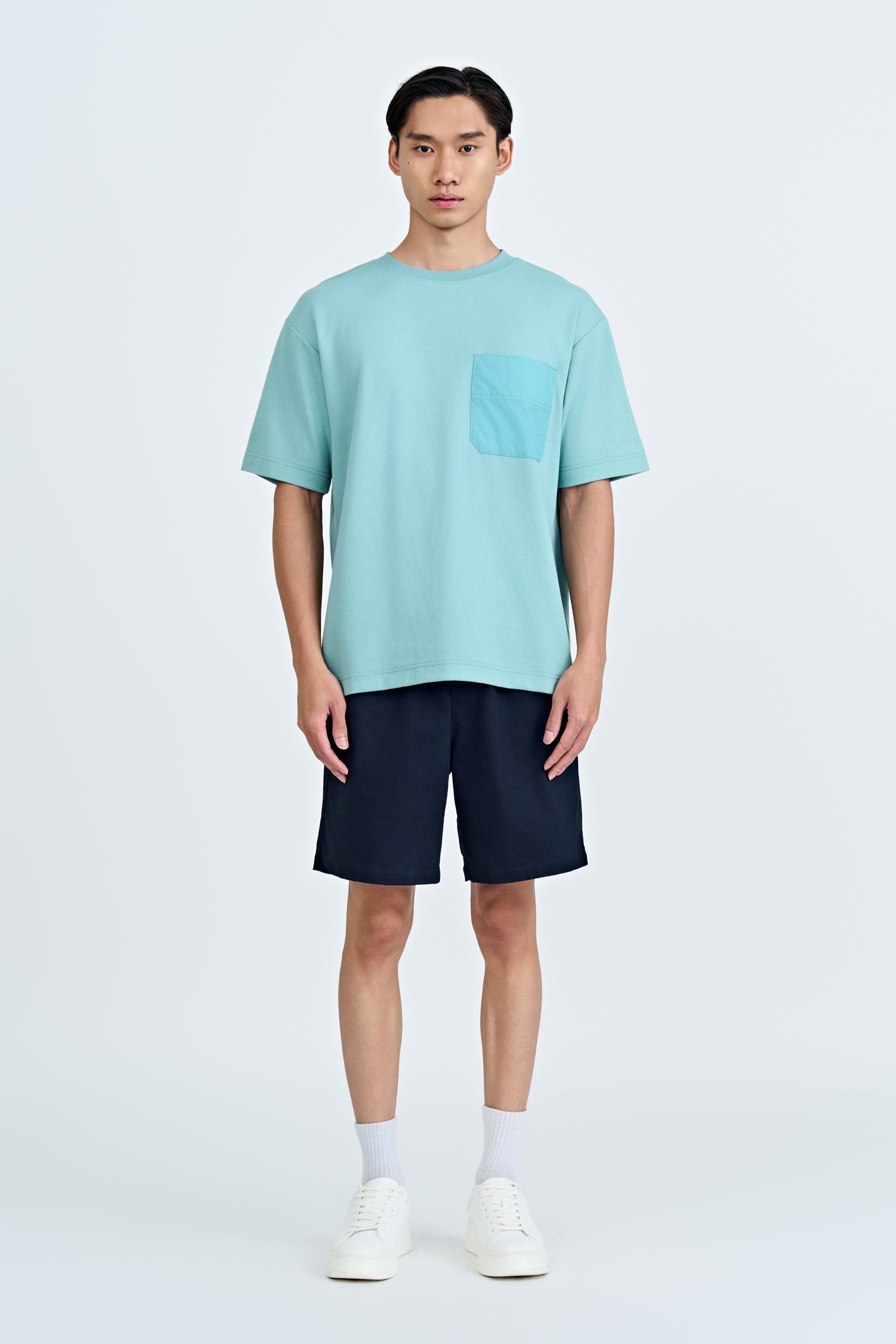 Drawstring Straight Cut Bermudas - Dark Navy