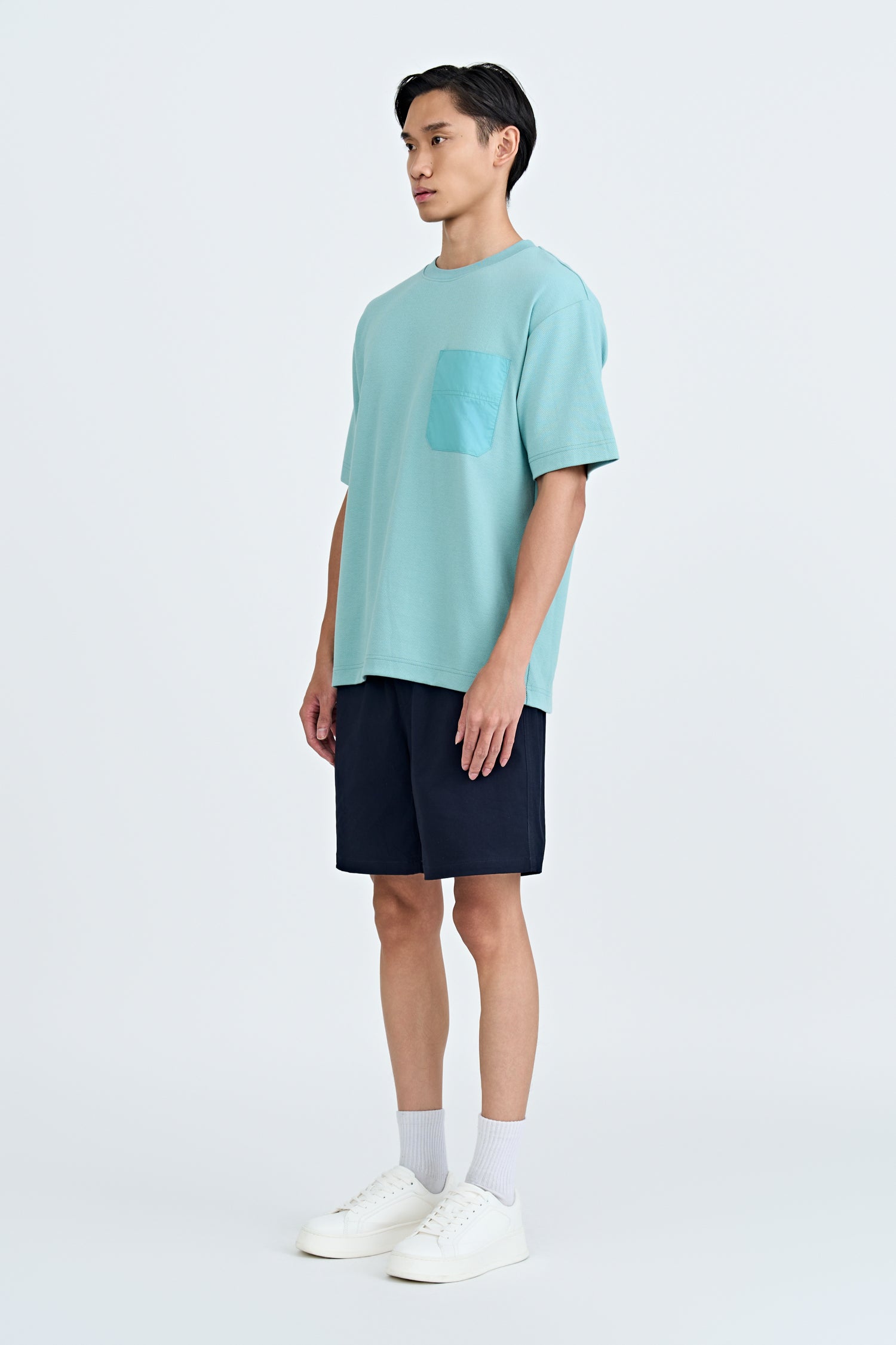 Drawstring Straight Cut Bermudas - Dark Navy