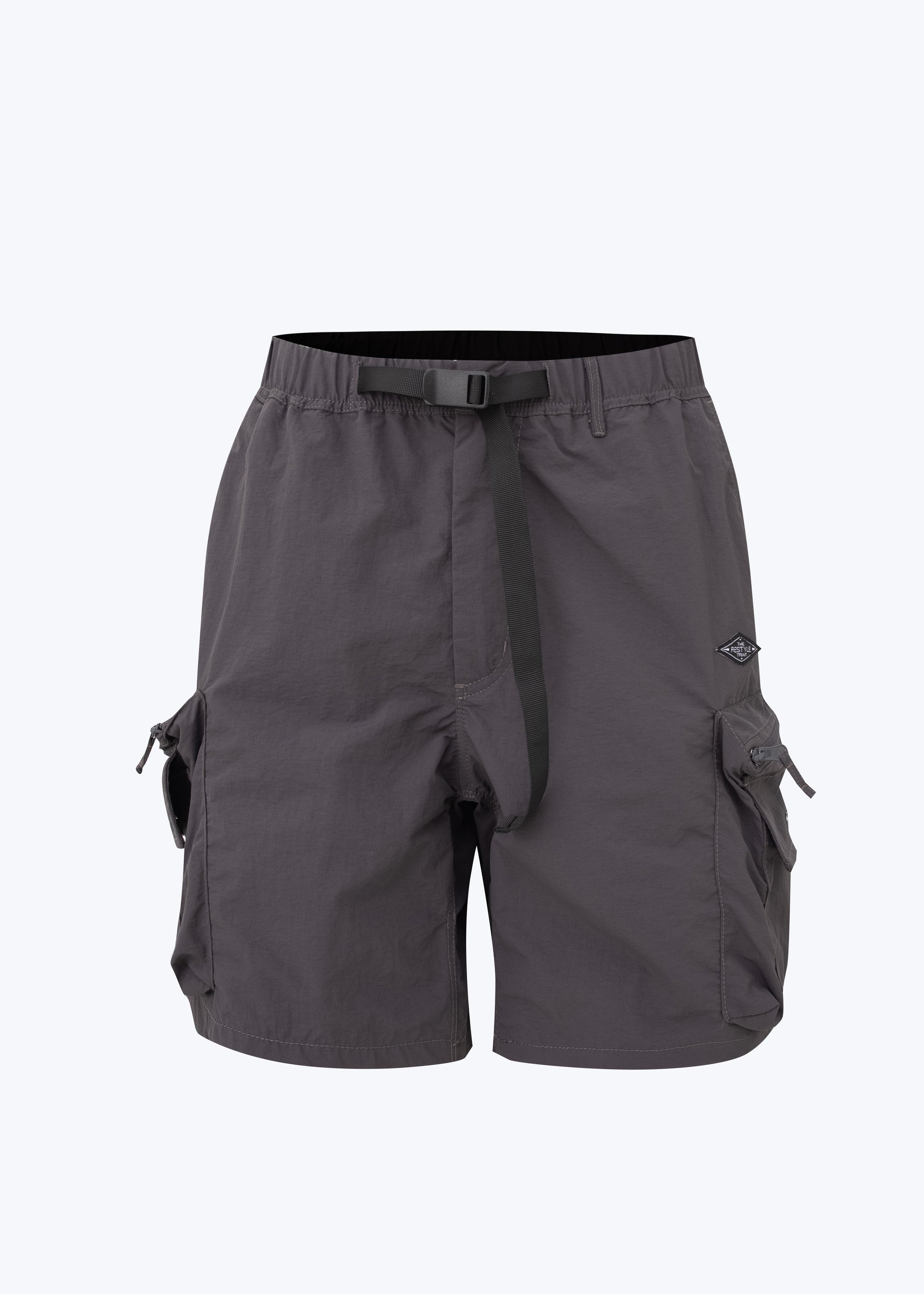 Elasticated Nylon Cargo Bermudas - Charcoal