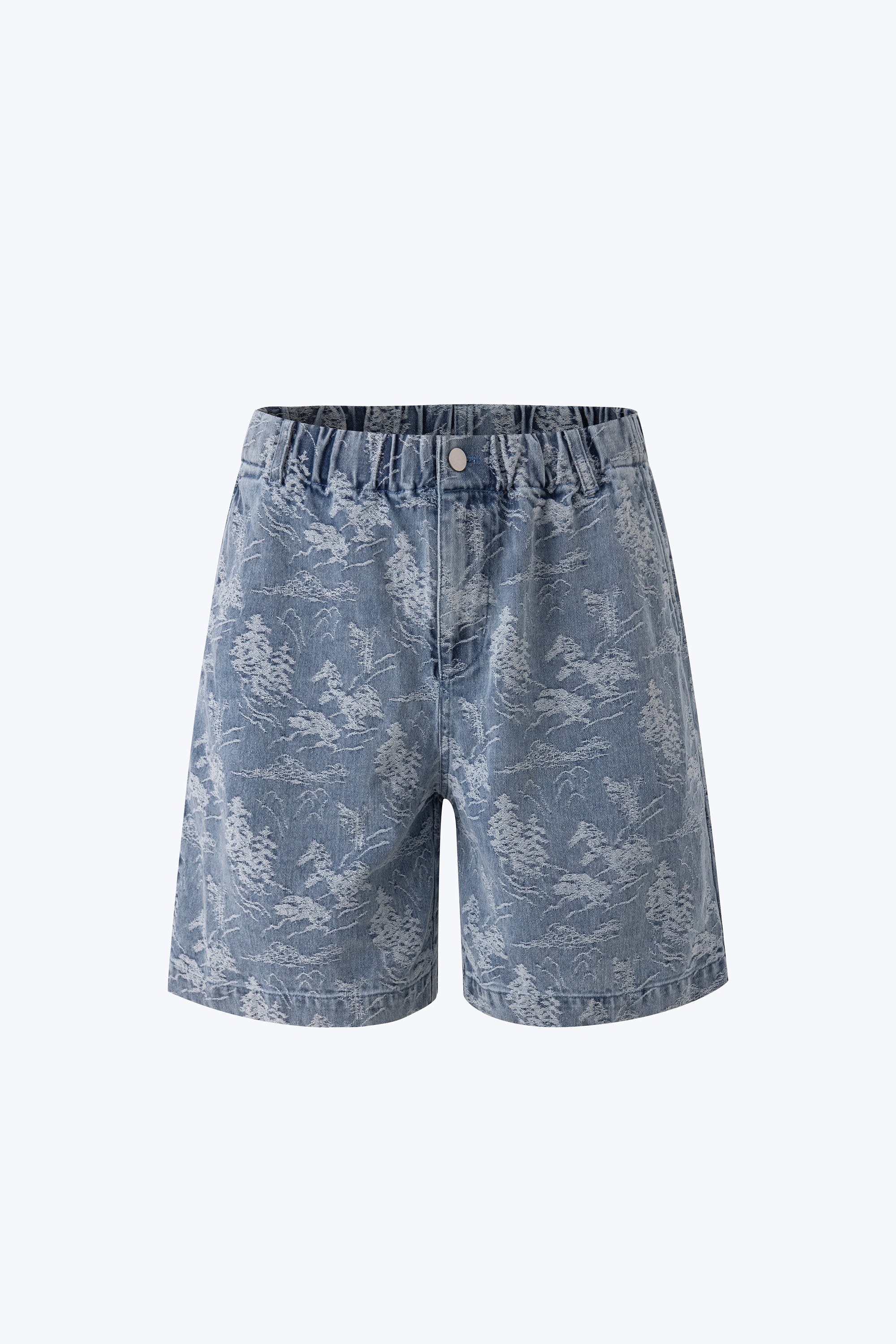 Denim Jacquard Bermudas - Distressed Denim