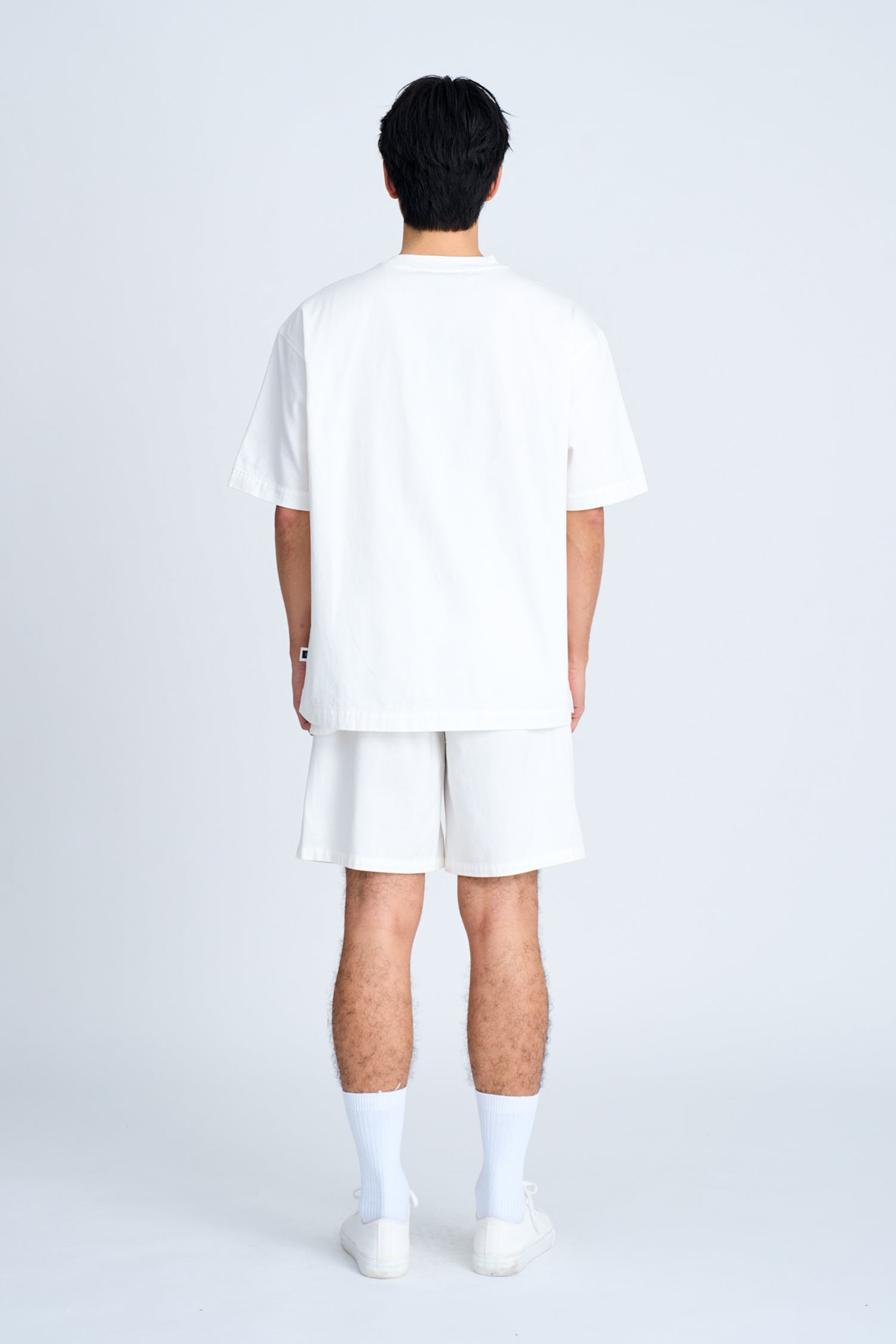 Denim Oversized Patch Pocket Tee - White