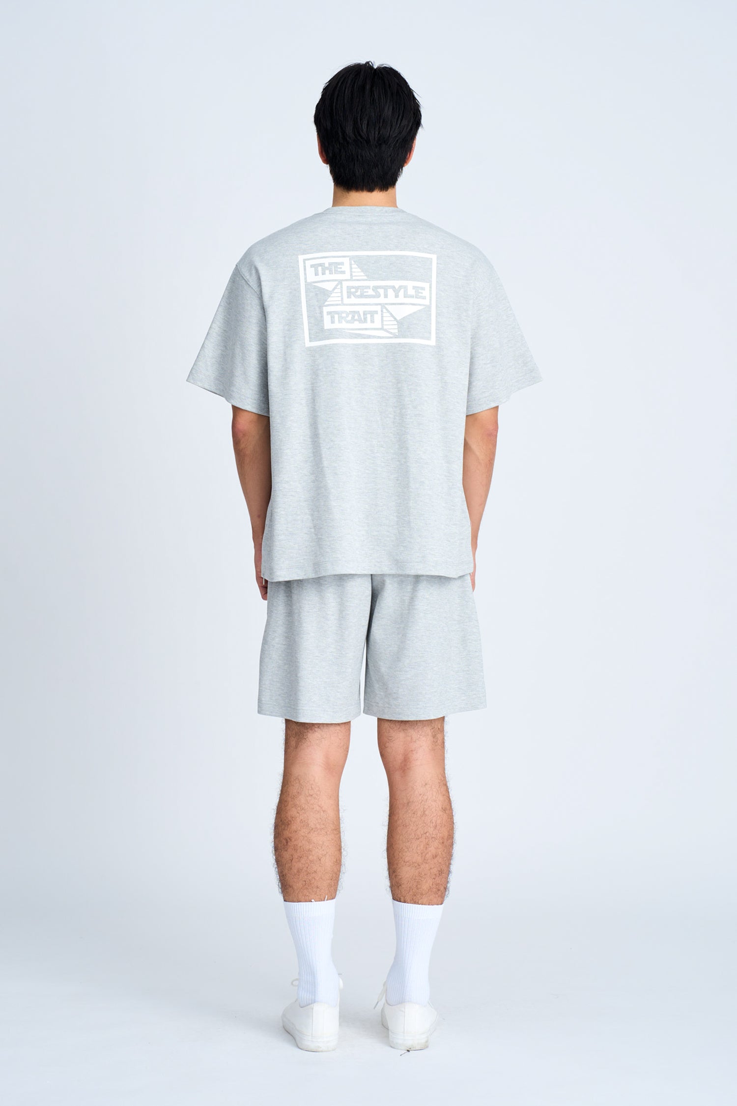 Twill Jersey Boxed Logo Bermudas - Light Grey