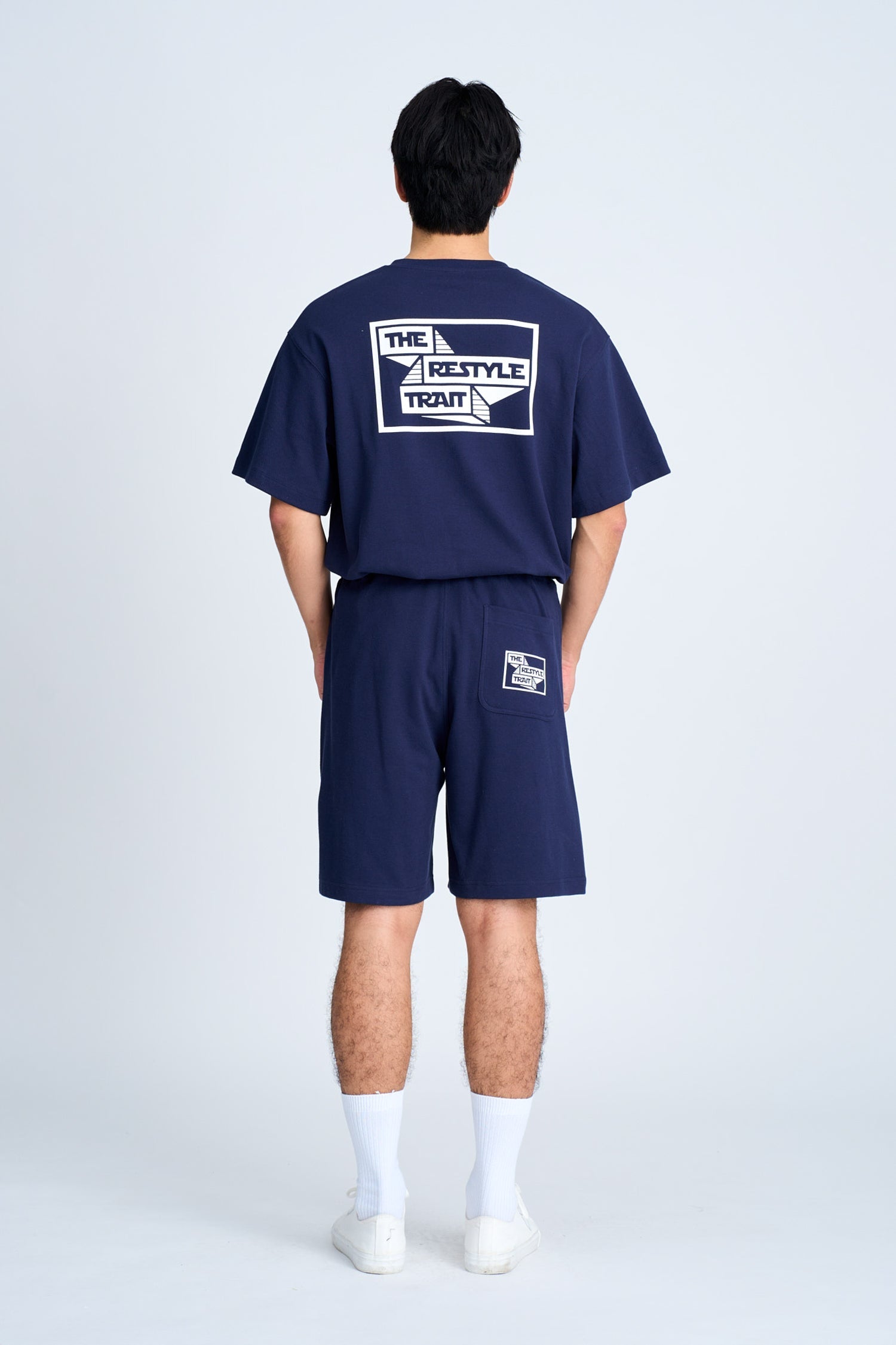 Twill Jersey Boxed Logo Bermudas - Navy