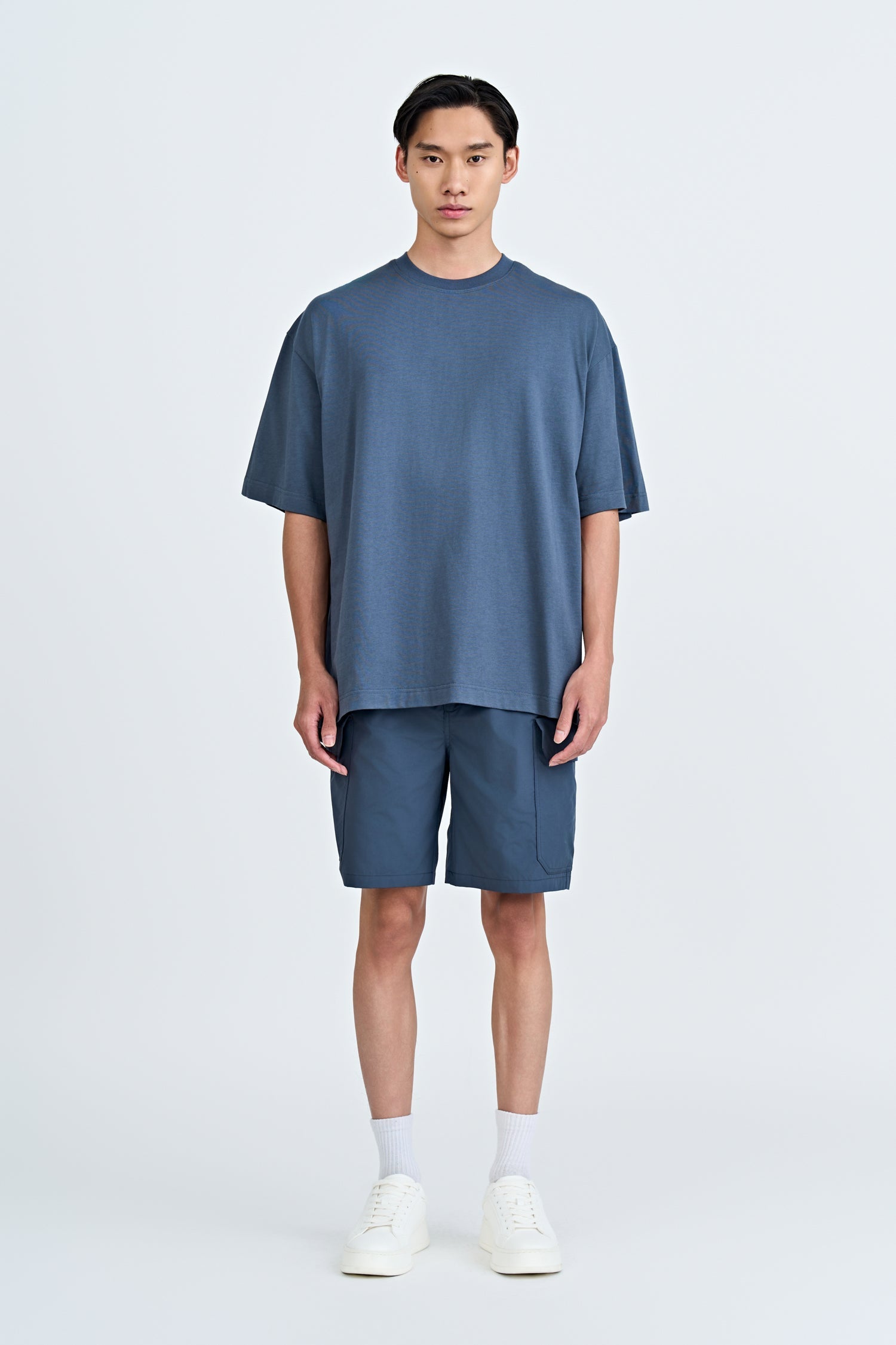 Elasticated Utility Cargo Bermudas - Dark Grey