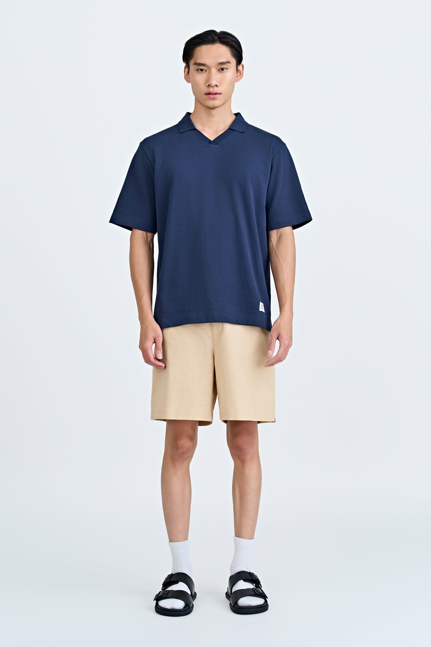 Linen Cotton Elasticated Bermudas - Sand