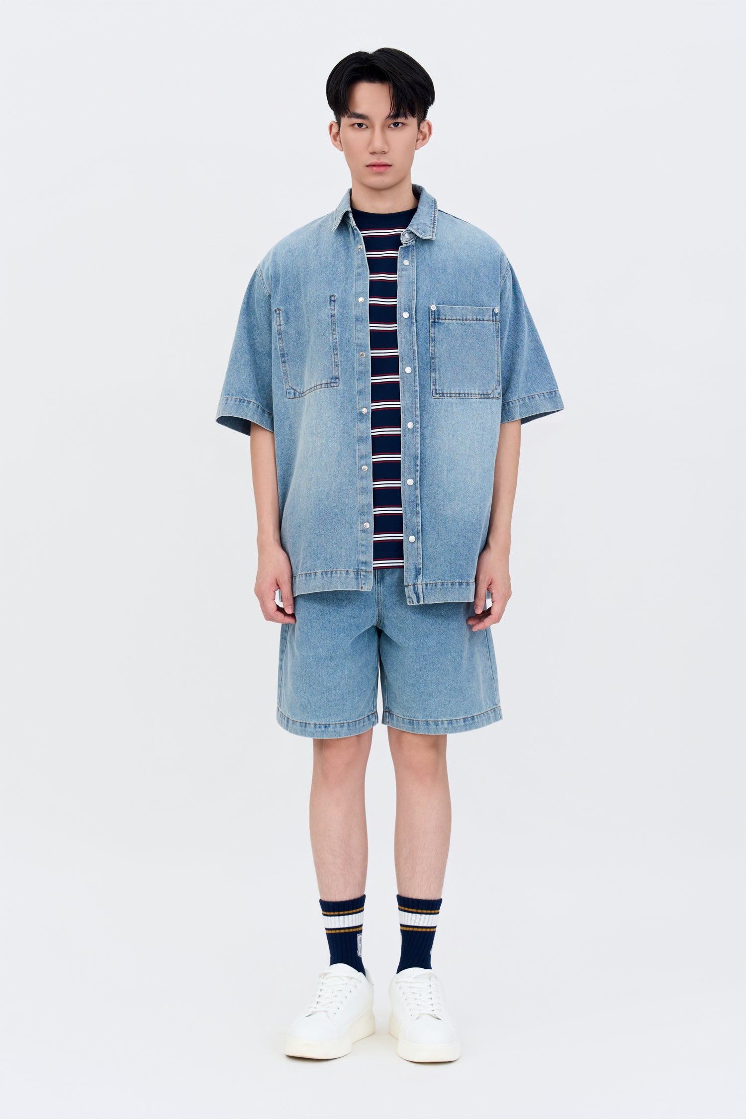 Denim Shadow Pocket Shorts - Denim