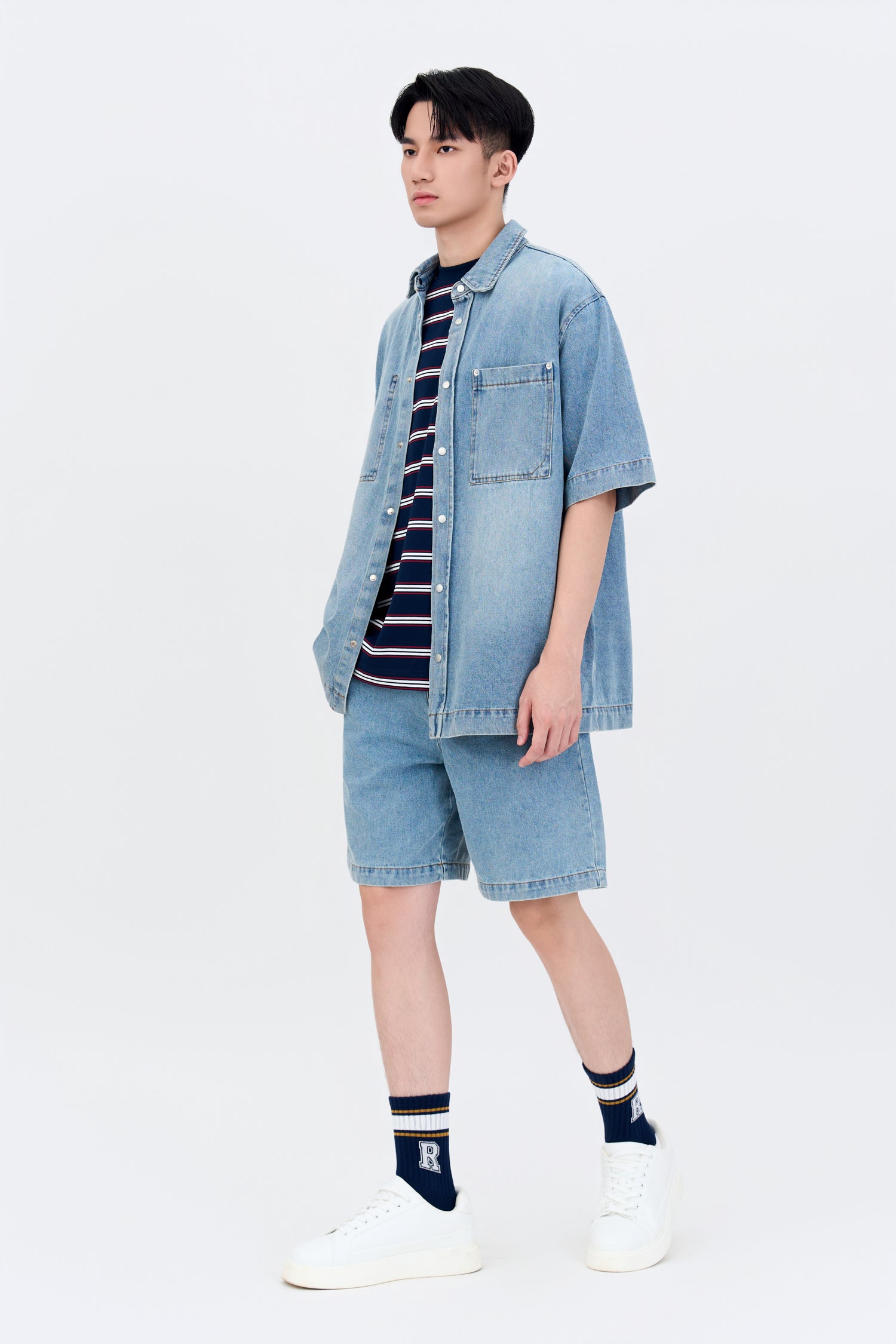 Denim Shadow Pocket Shorts - Denim