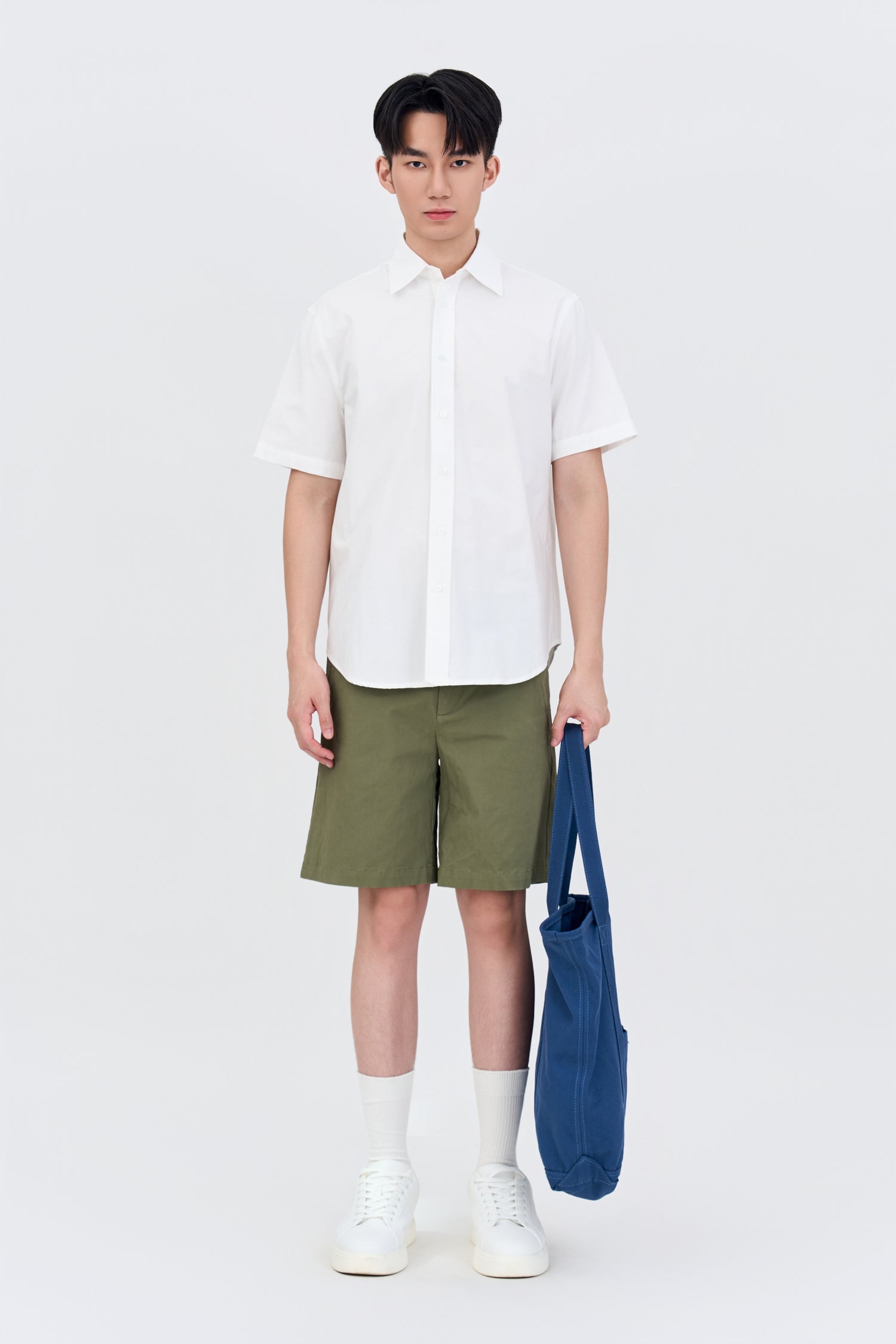 Relaxed Fit Cotton Twill Bermudas - Sage