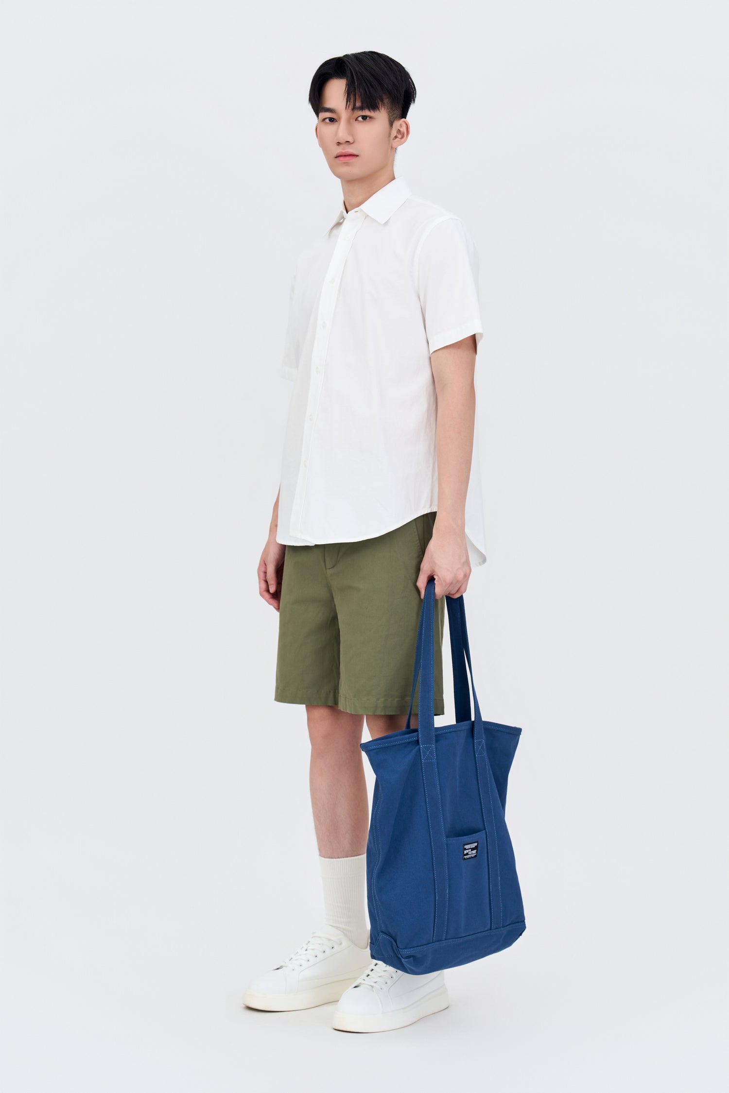 Relaxed Fit Cotton Twill Bermudas - Sage