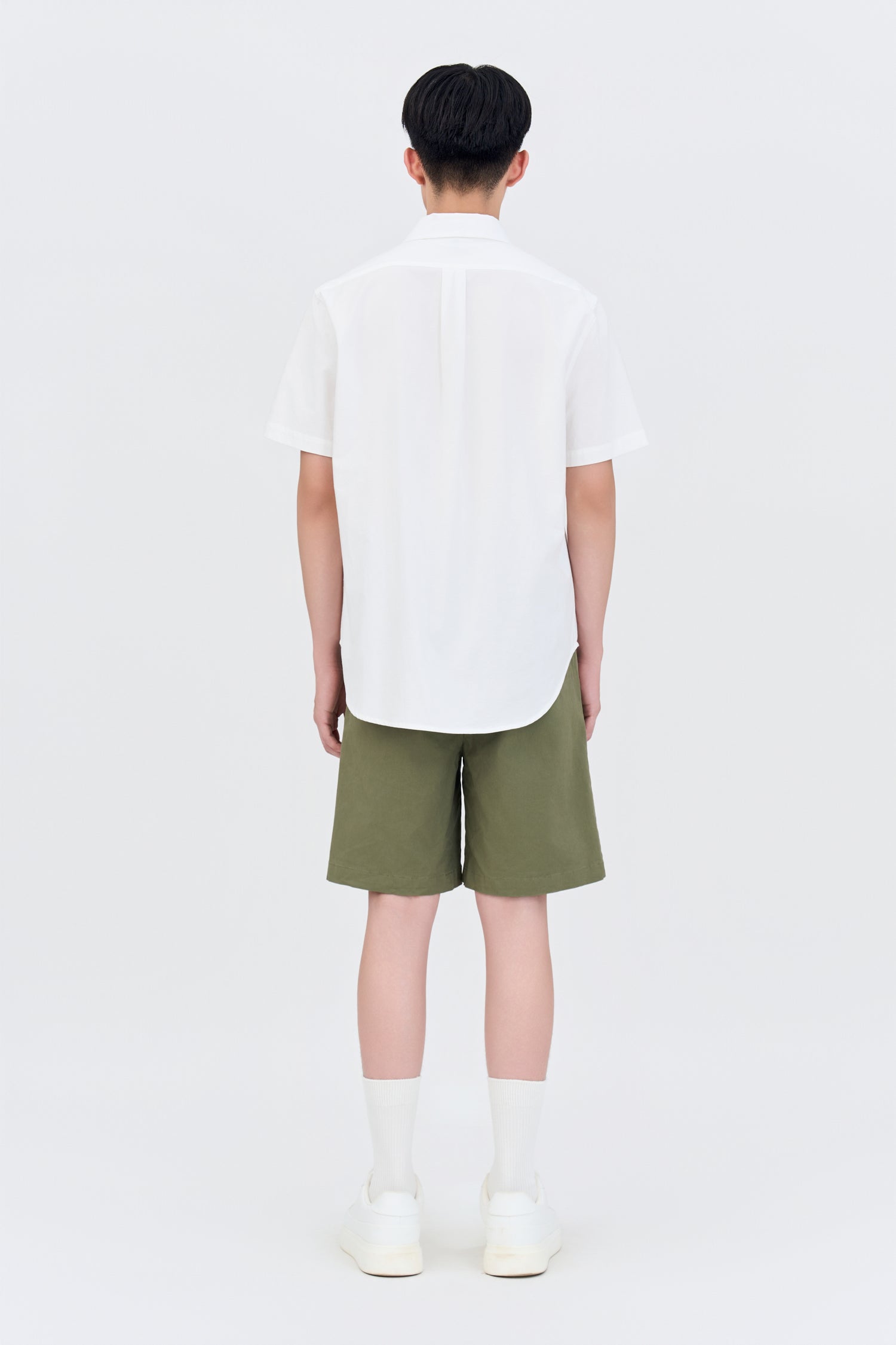 Relaxed Fit Cotton Twill Bermudas - Sage