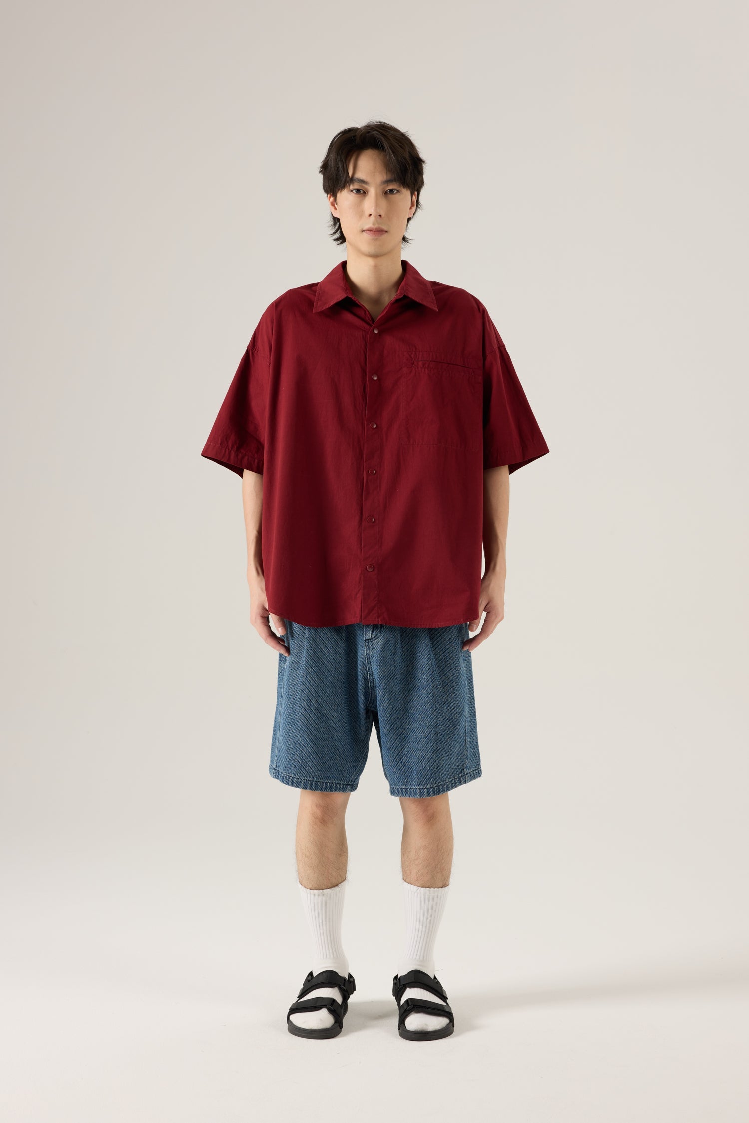 Pleated Denim Shorts - Dark Denim