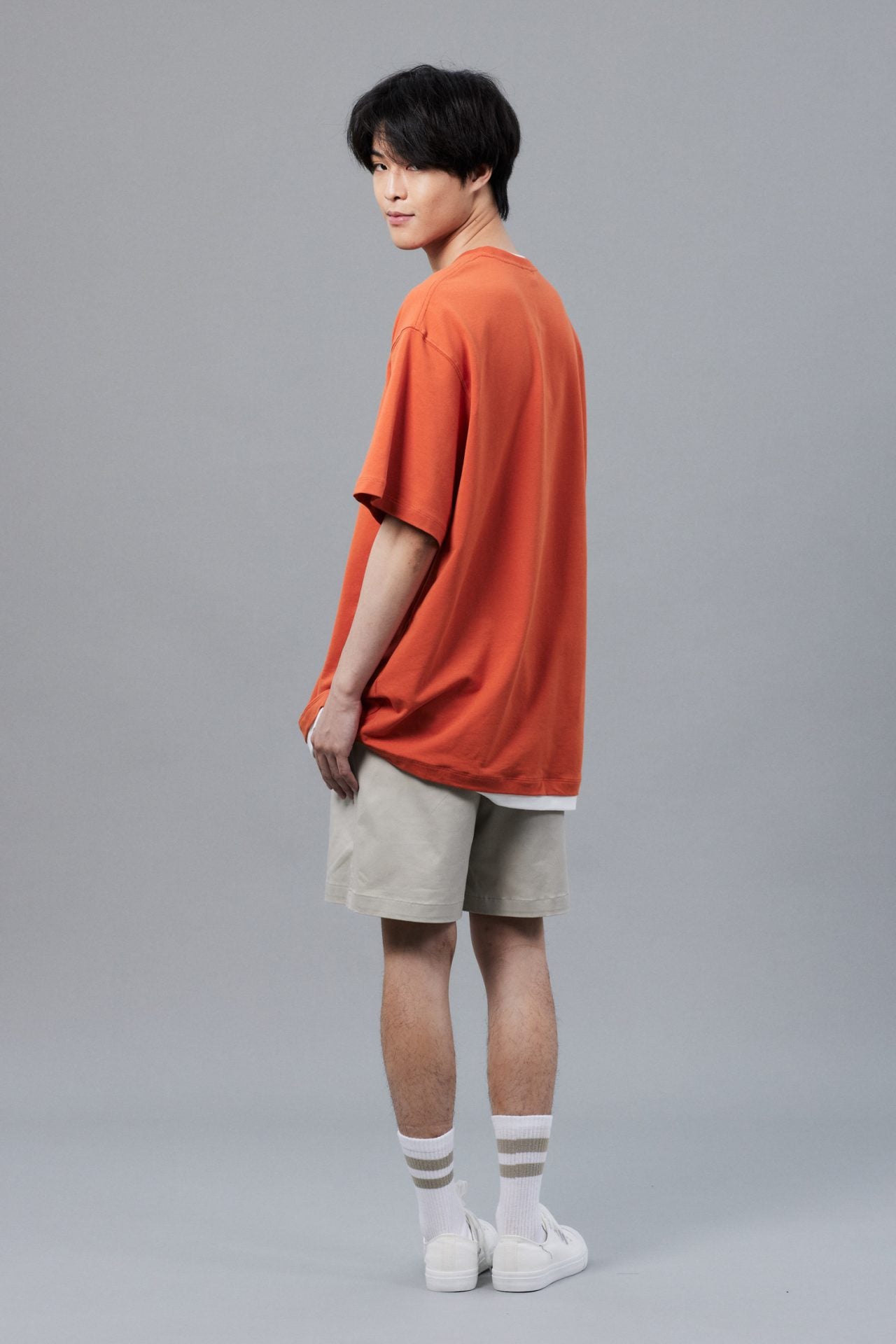 (C) Jersey Double Collar-Hem Tee - Cayenne