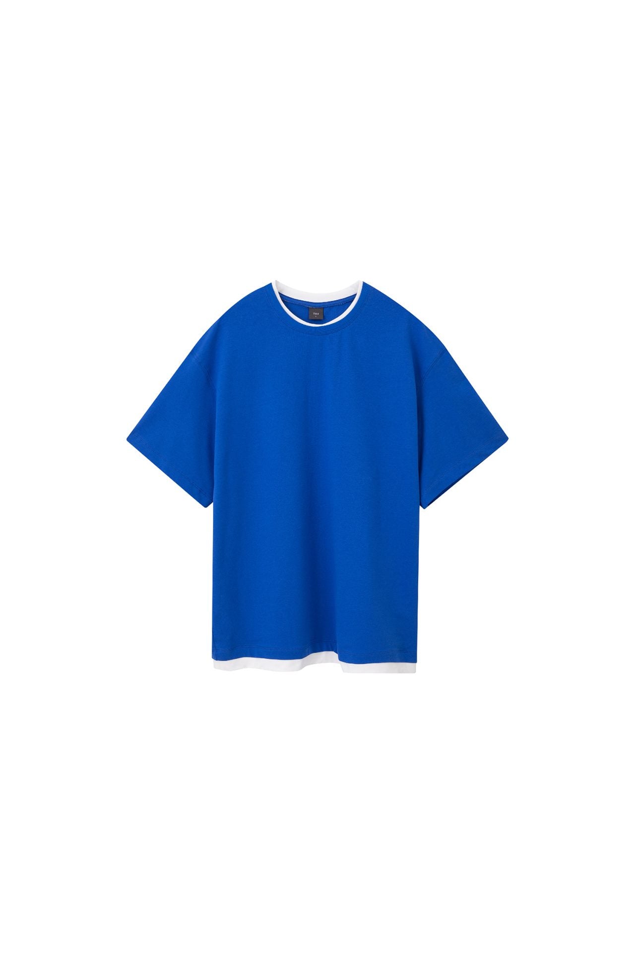 (C) Jersey Double Collar-Hem Tee - Cobalt
