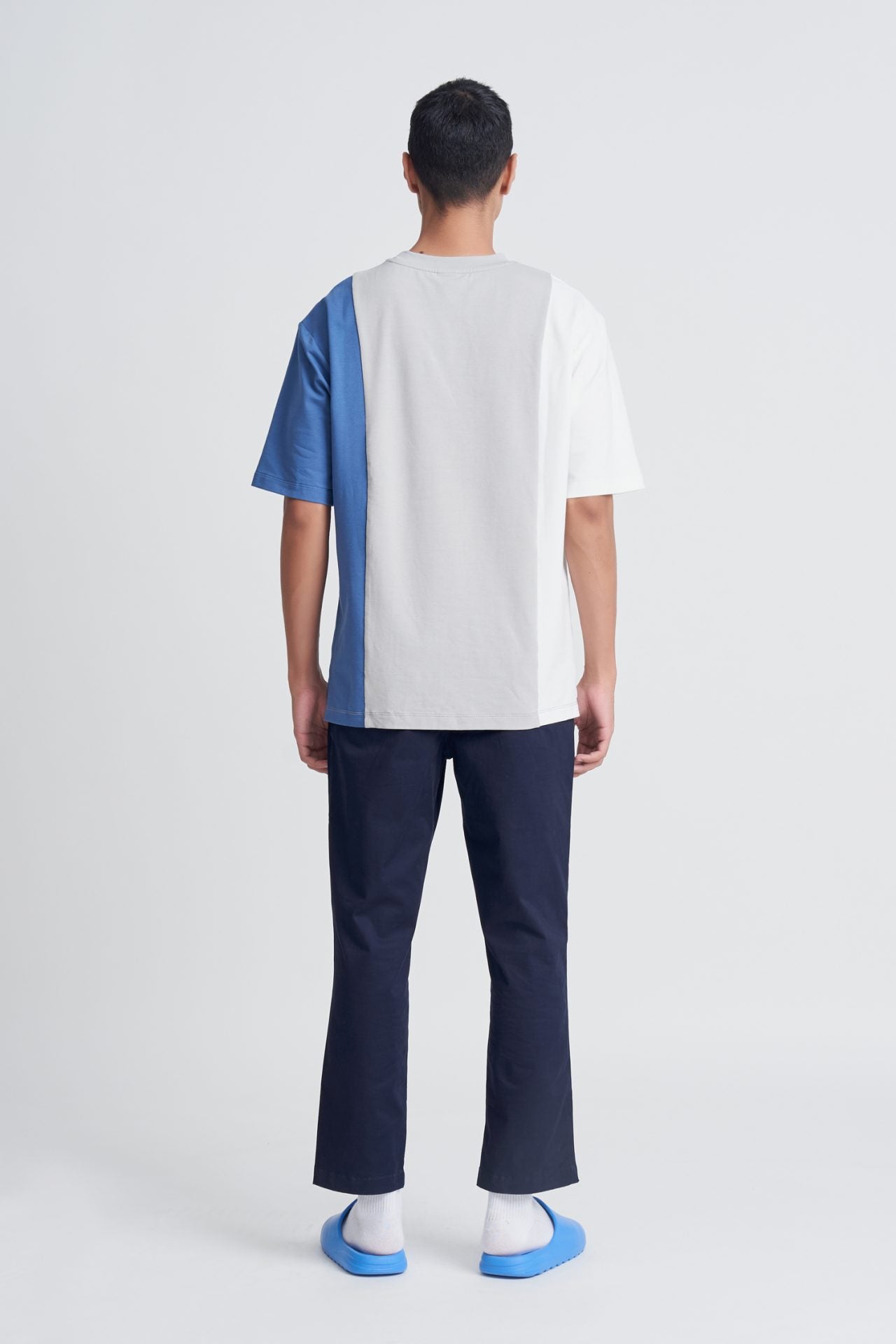 Polycotton Jersey Colour Block Tee - Bluesteel