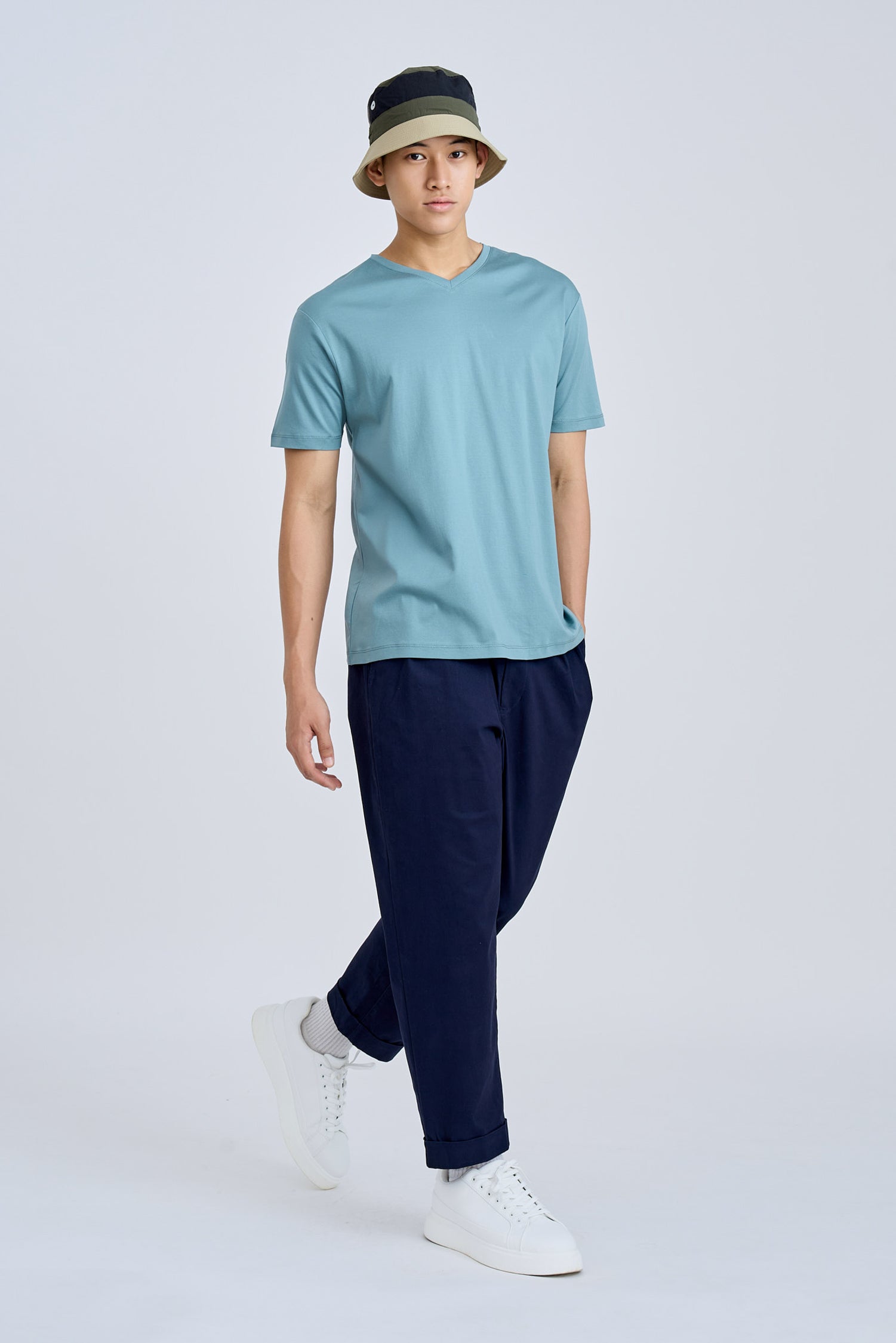 (A) Classic Regular-Fit V Neck Tee - Mediterranean