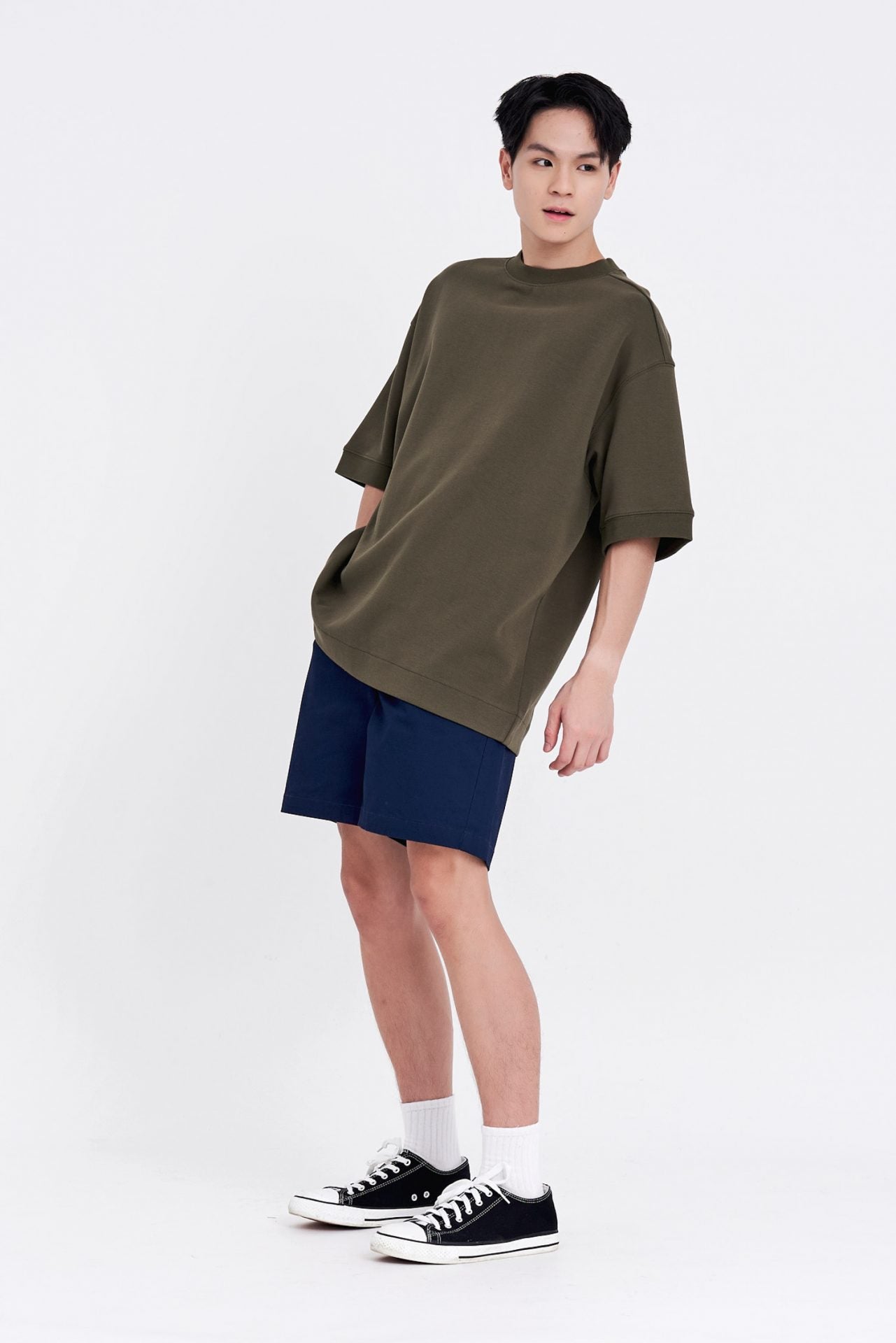 (C) Oversized Fit Heavyweight Tee - Army Green
