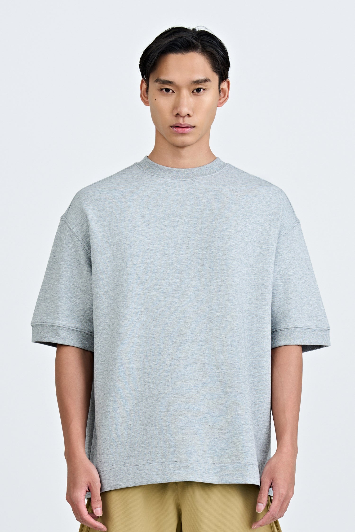 (C) Oversized Fit Heavyweight Tee - Heather Grey