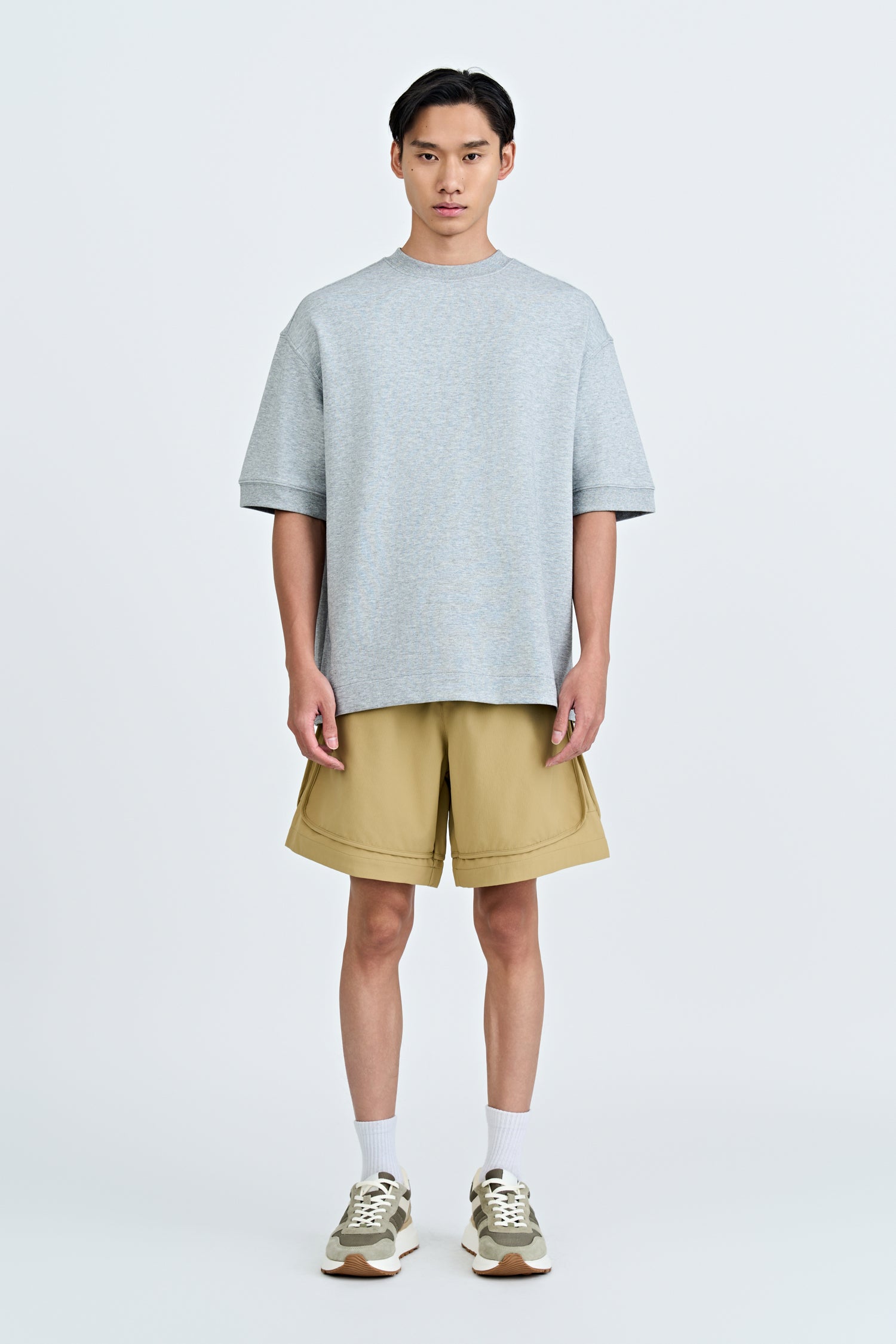 (C) Oversized Fit Heavyweight Tee - Heather Grey