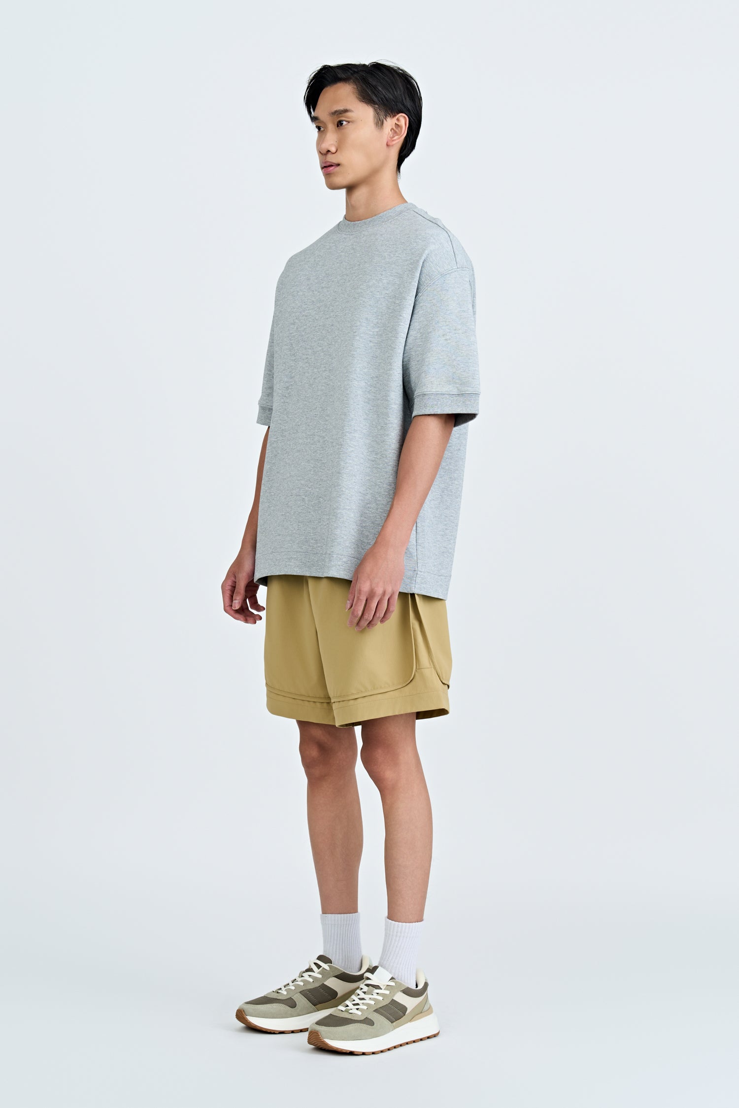 (C) Oversized Fit Heavyweight Tee - Heather Grey