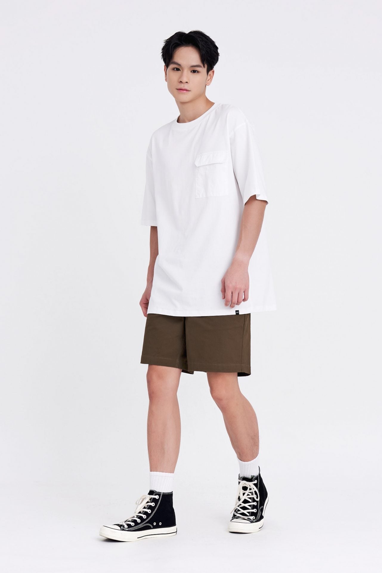 Flapped Patch Pocket Tee - Cream