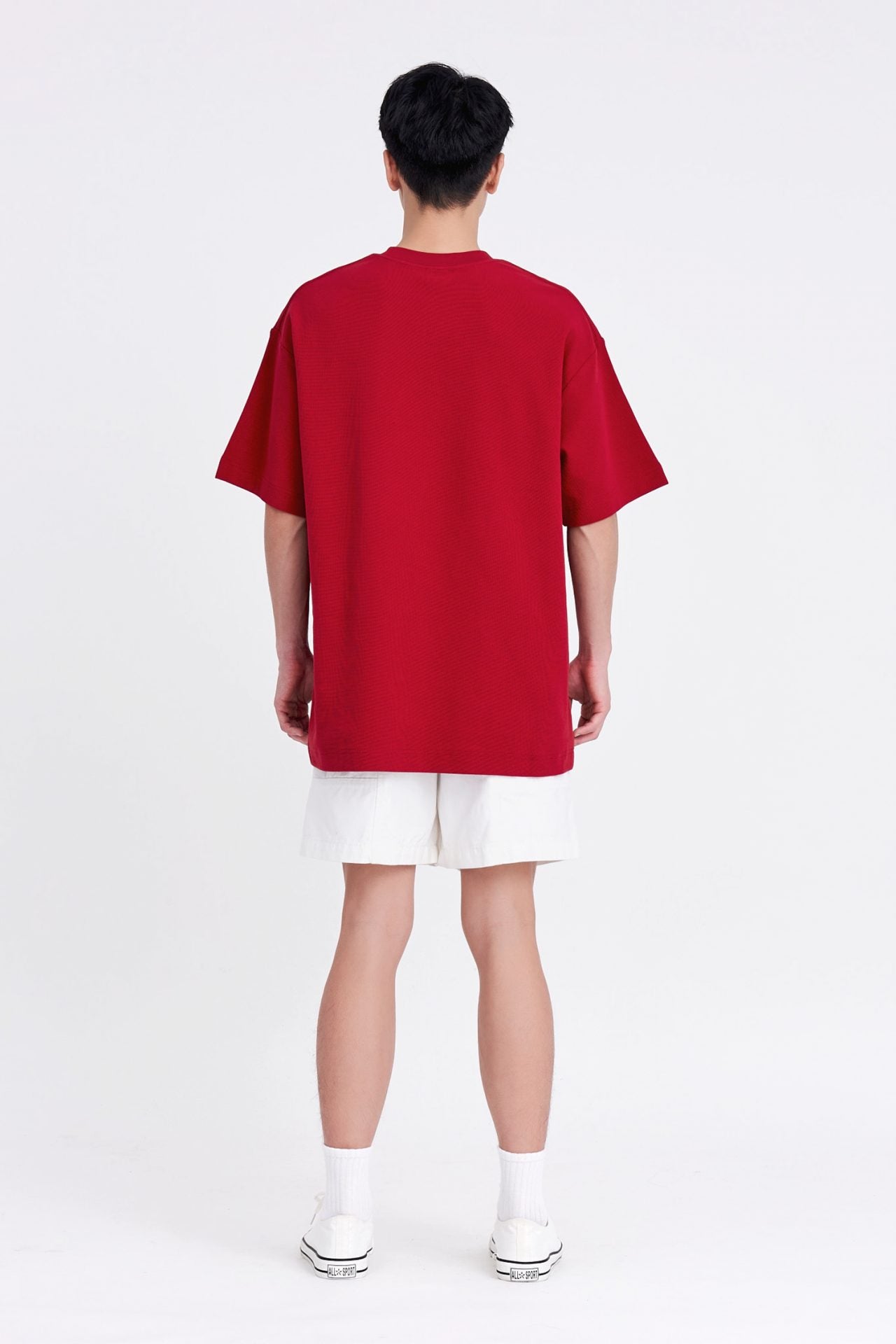 (C) Oversized Waffle Jersey Tee - Carmine