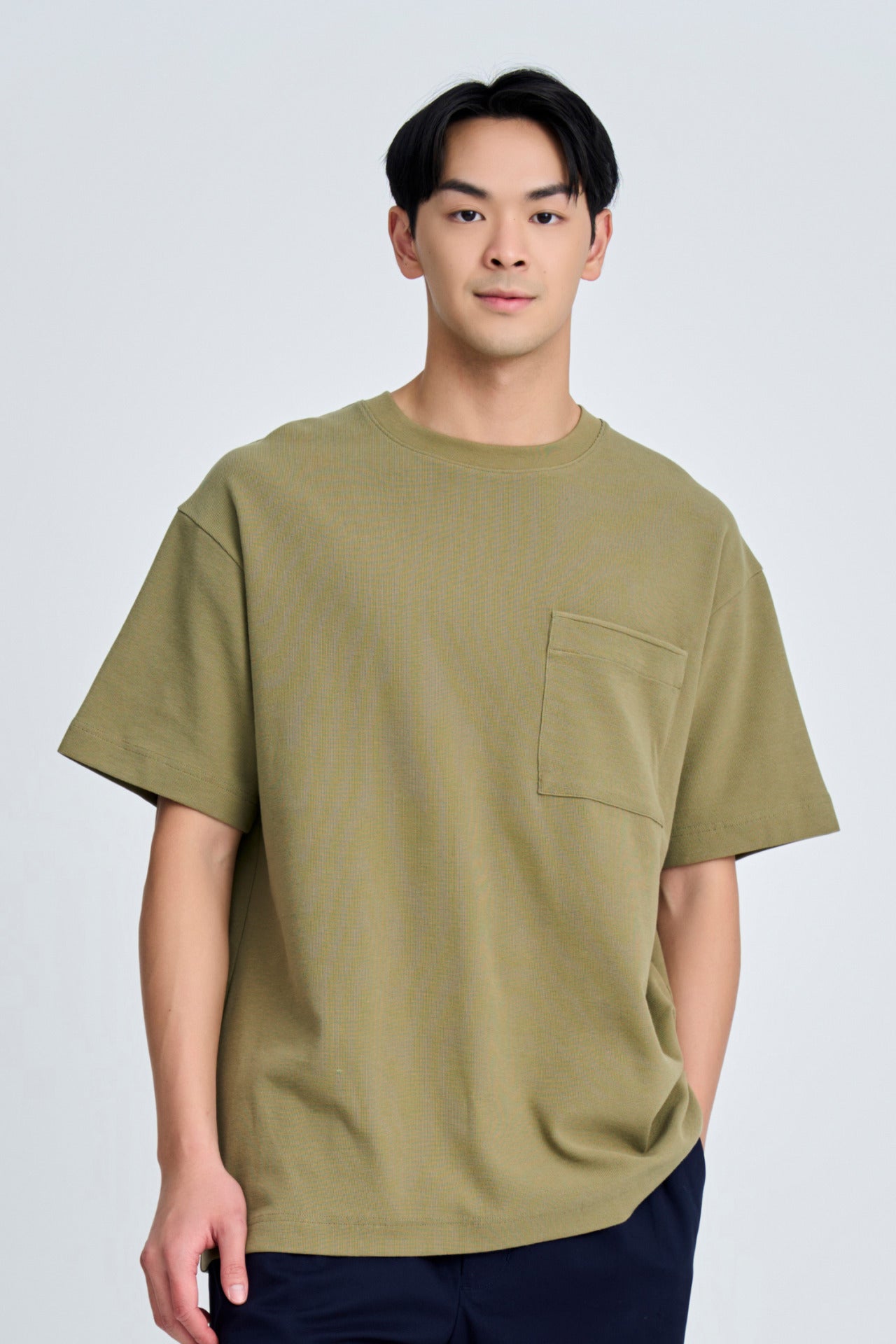 (C) Oversized Waffle Jersey Tee - Dark Olive Green – The Restyle Trait ...
