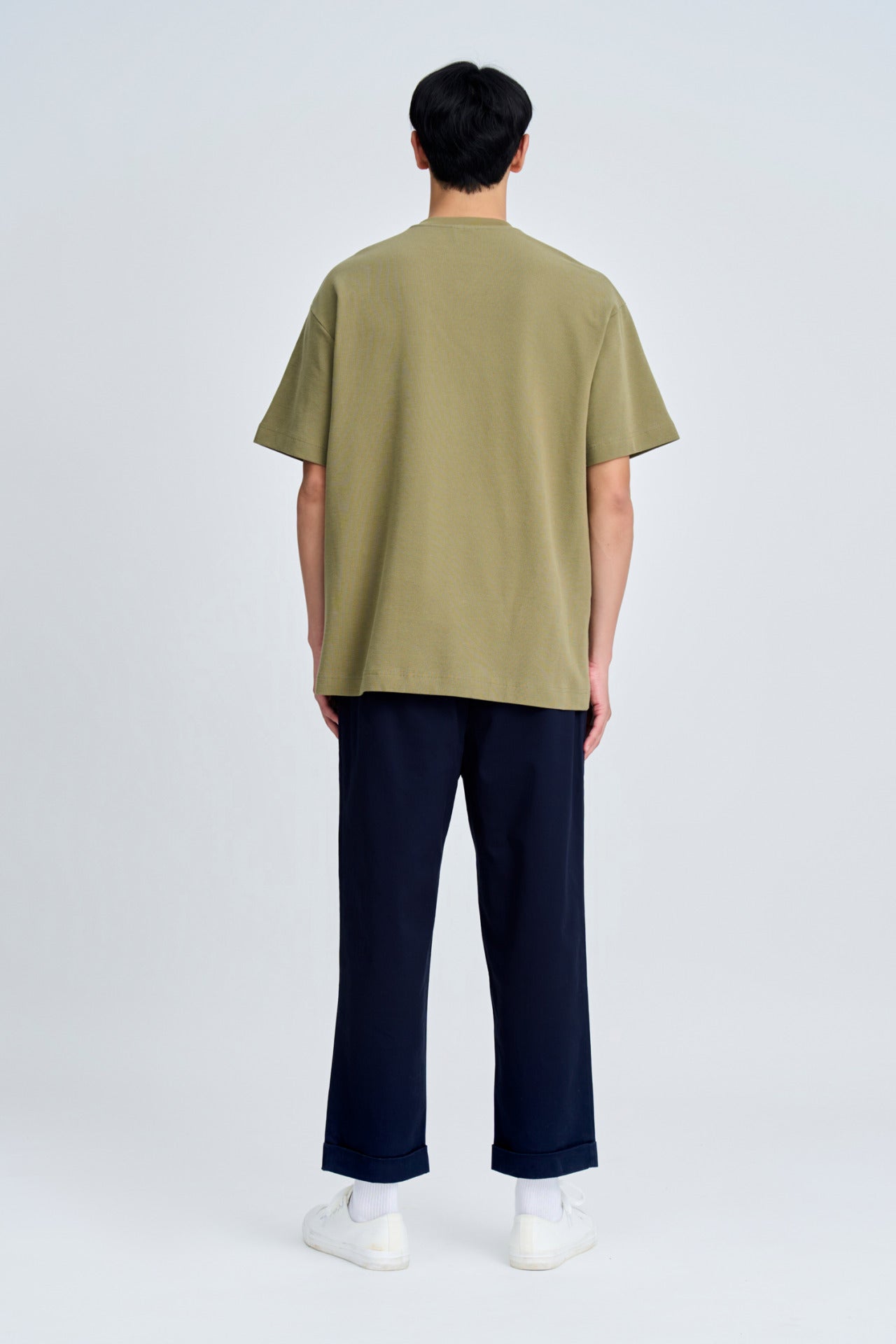 (C) Oversized Waffle Jersey Tee - Dark Olive Green