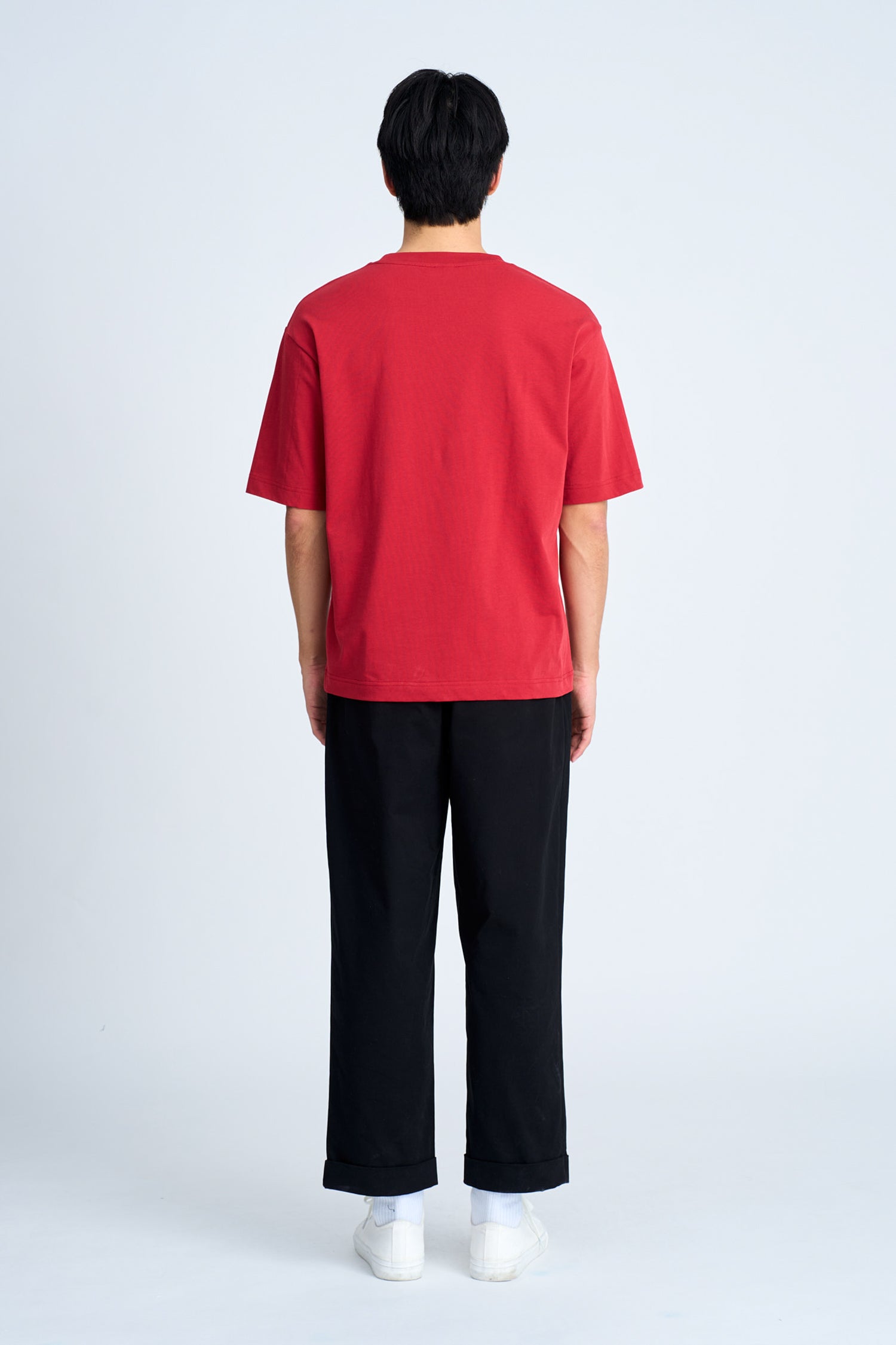 (B) Classic Relaxed-Fit Crew Neck Tee - Crimson