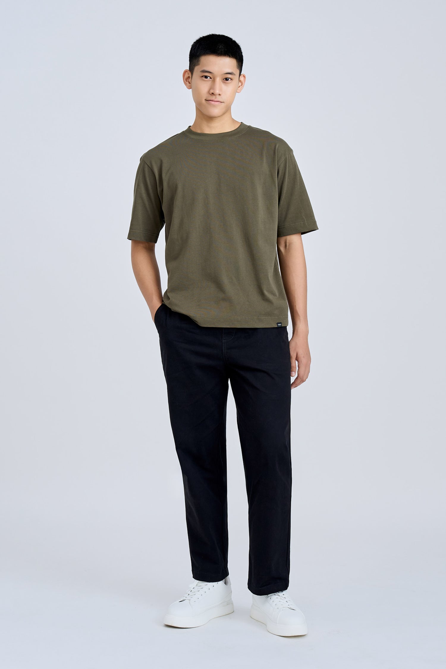 (B) Classic Relaxed-Fit Crew Neck Tee - Olive