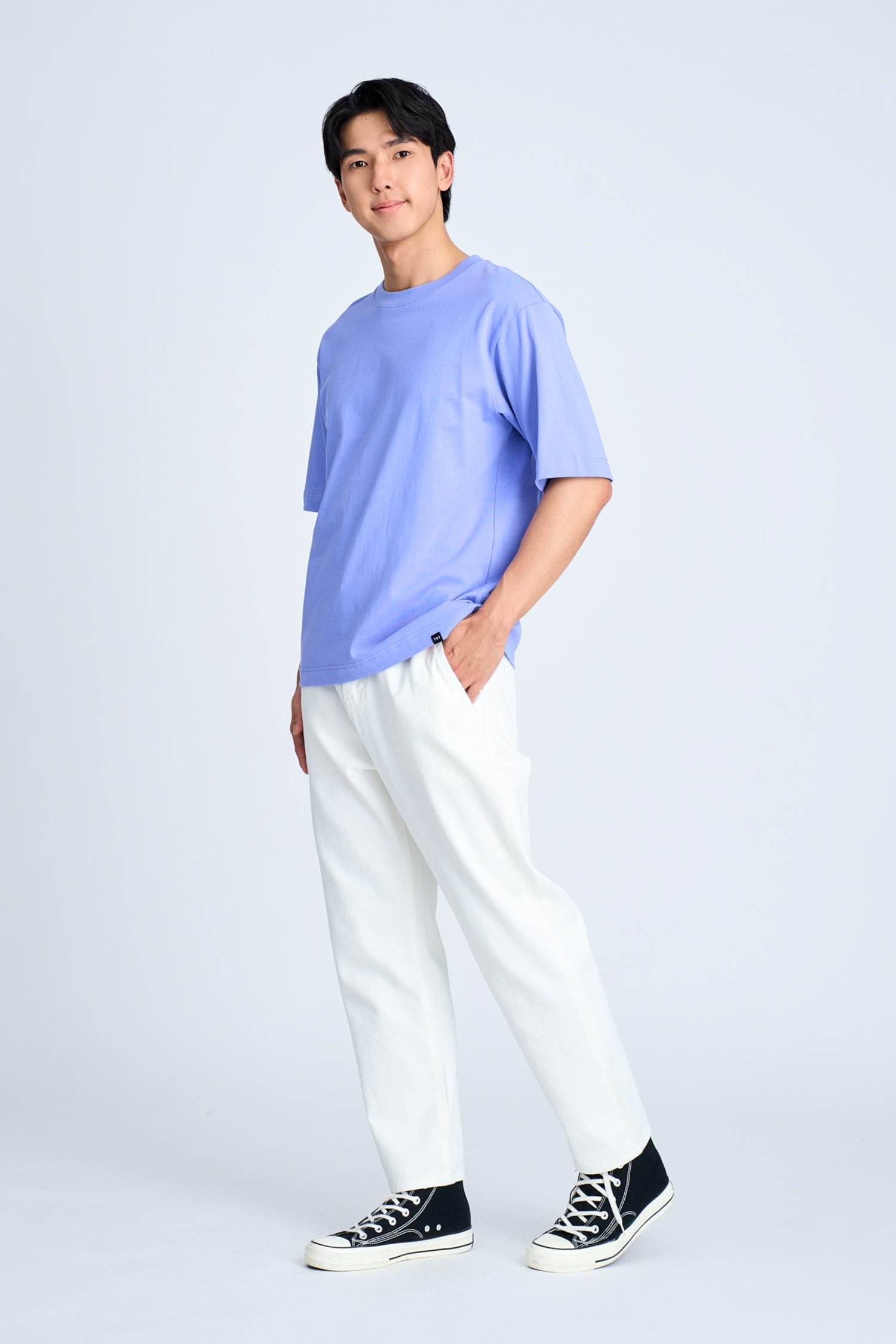 (B) Classic Relaxed-Fit Crew Neck Tee - Periwinkle