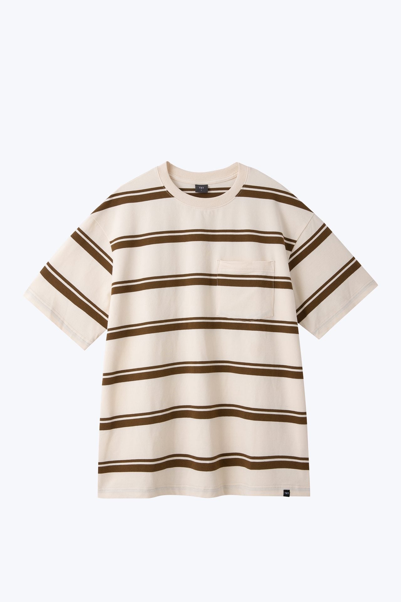 Oversized Wide Contrast Stripes Tee - Brown Stripes