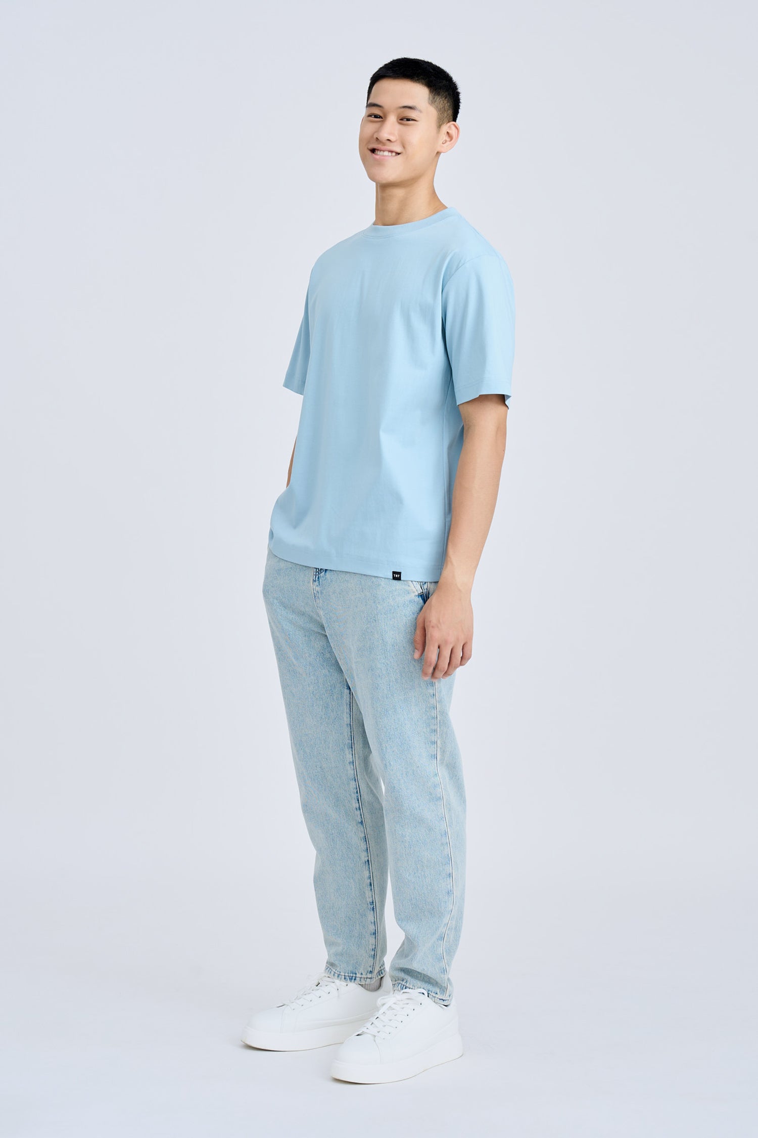 (A) Essential Crew Neck Tee - Dusty Blue