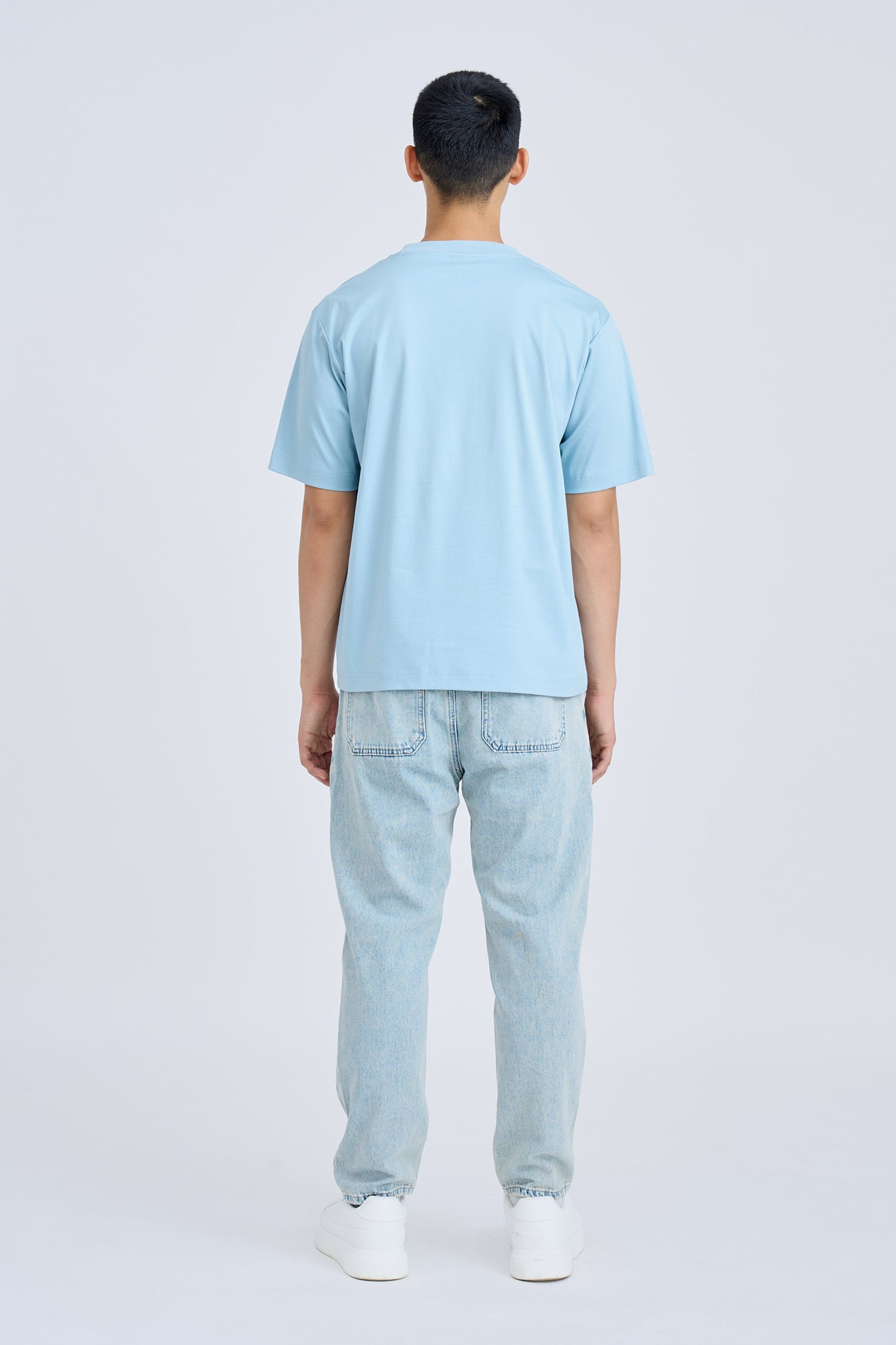 (A) Essential Crew Neck Tee - Dusty Blue