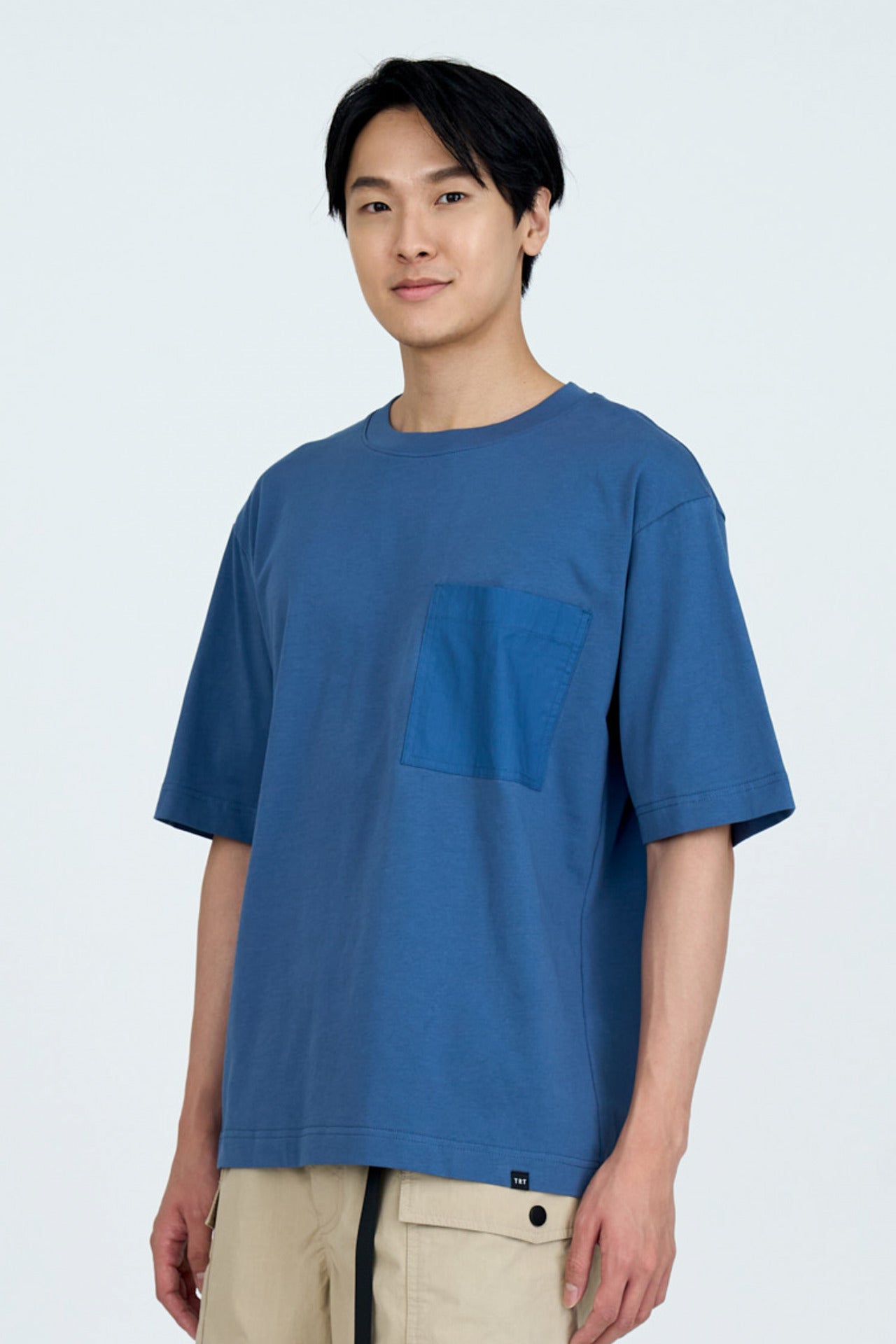 (B) Relaxed-fit Patch Pocket Tee - Dark Grey Blue